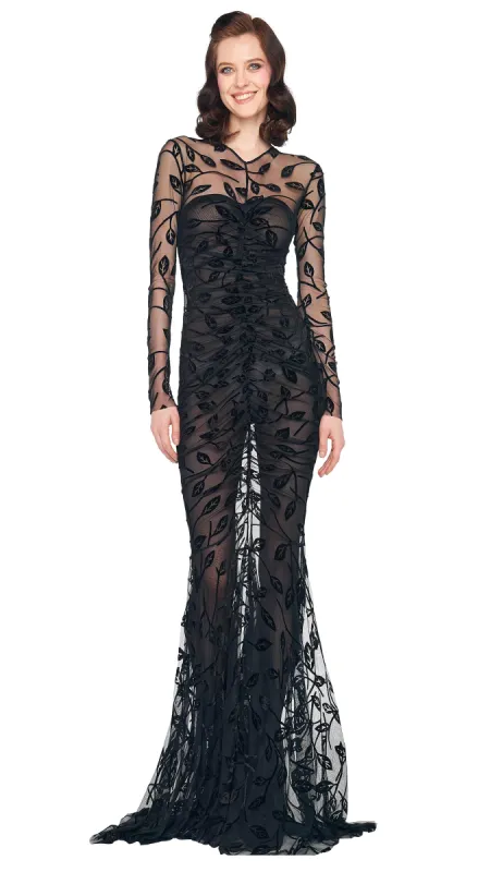 LS V NECK SHIRRED FRONT FISHTAIL GOWN sold by Norma Kamali