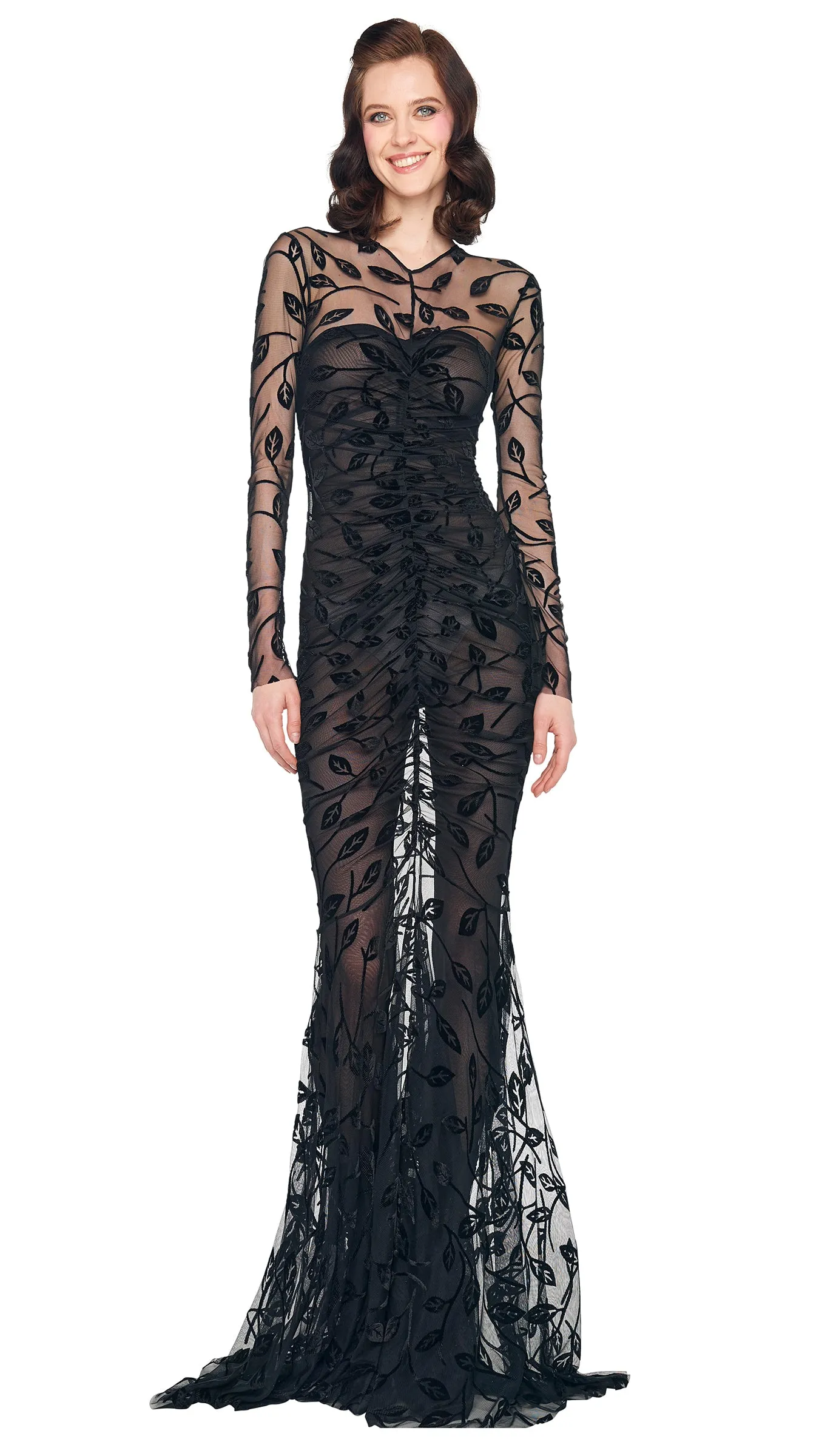 LS V NECK SHIRRED FRONT FISHTAIL GOWN sold by Norma Kamali