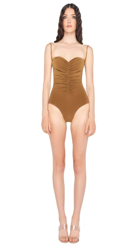 STRAPLESS SHIRRED FRONT MIO sold by Norma Kamali