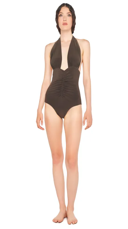 HALTER SHIRRED FRONT MIO sold by Norma Kamali