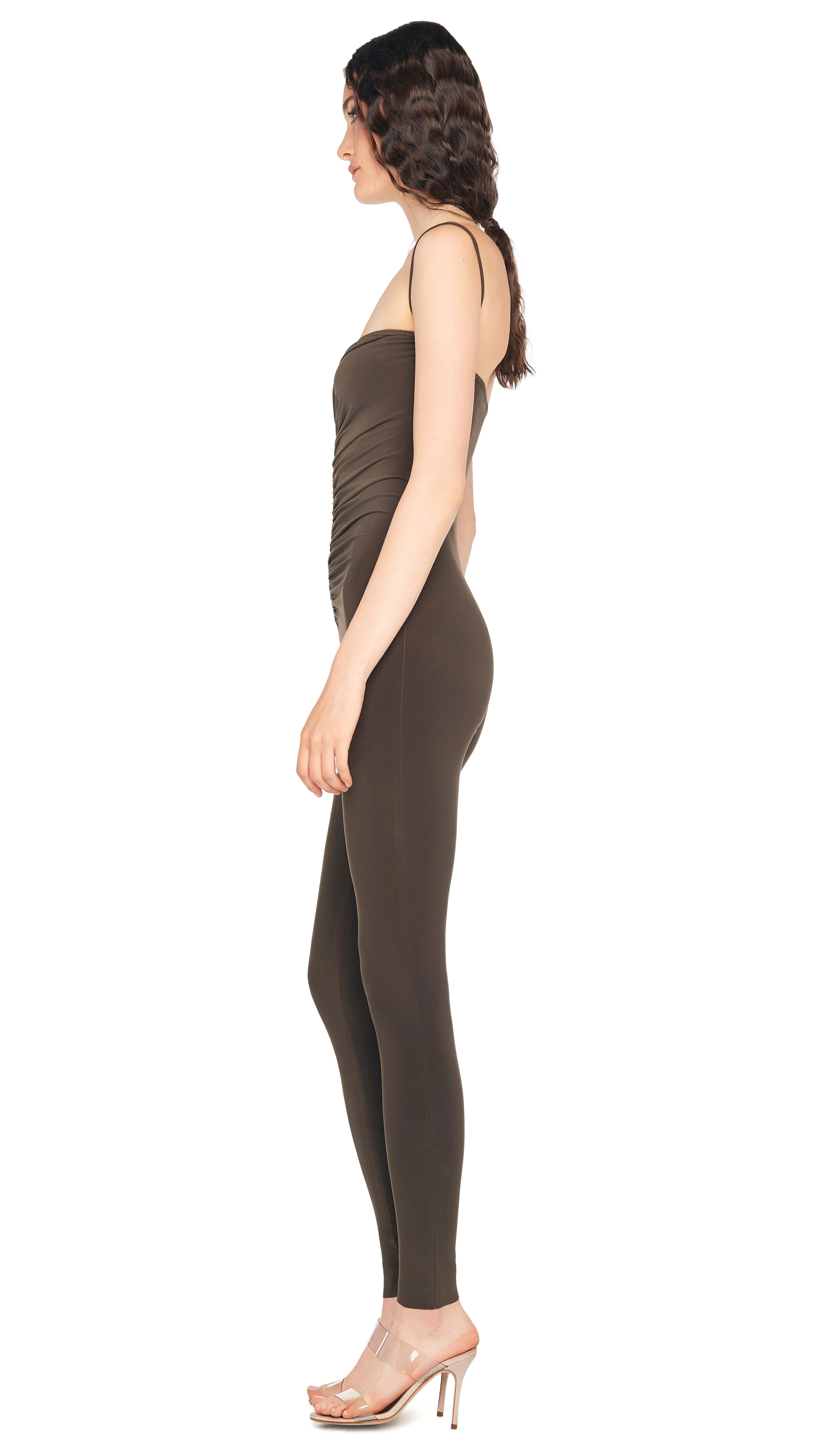 STRAPLESS SHIRRED FRONT CATSUIT sold by Norma Kamali product image thumbnail 2