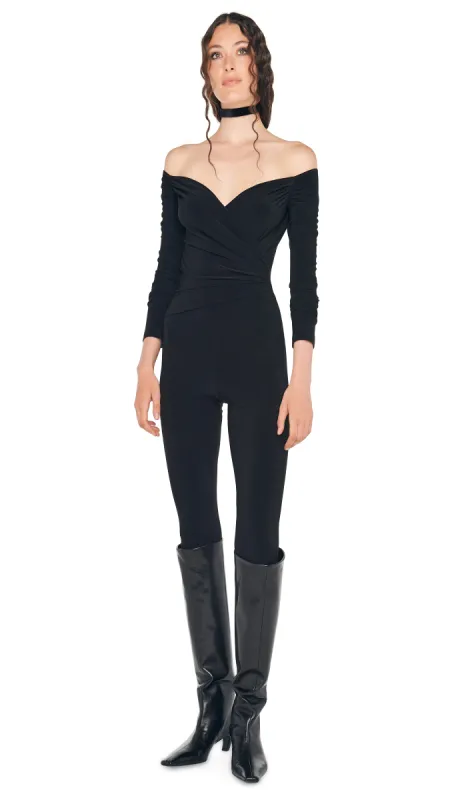 OFF SHOULDER SWEETHEART CATSUIT sold by Norma Kamali
