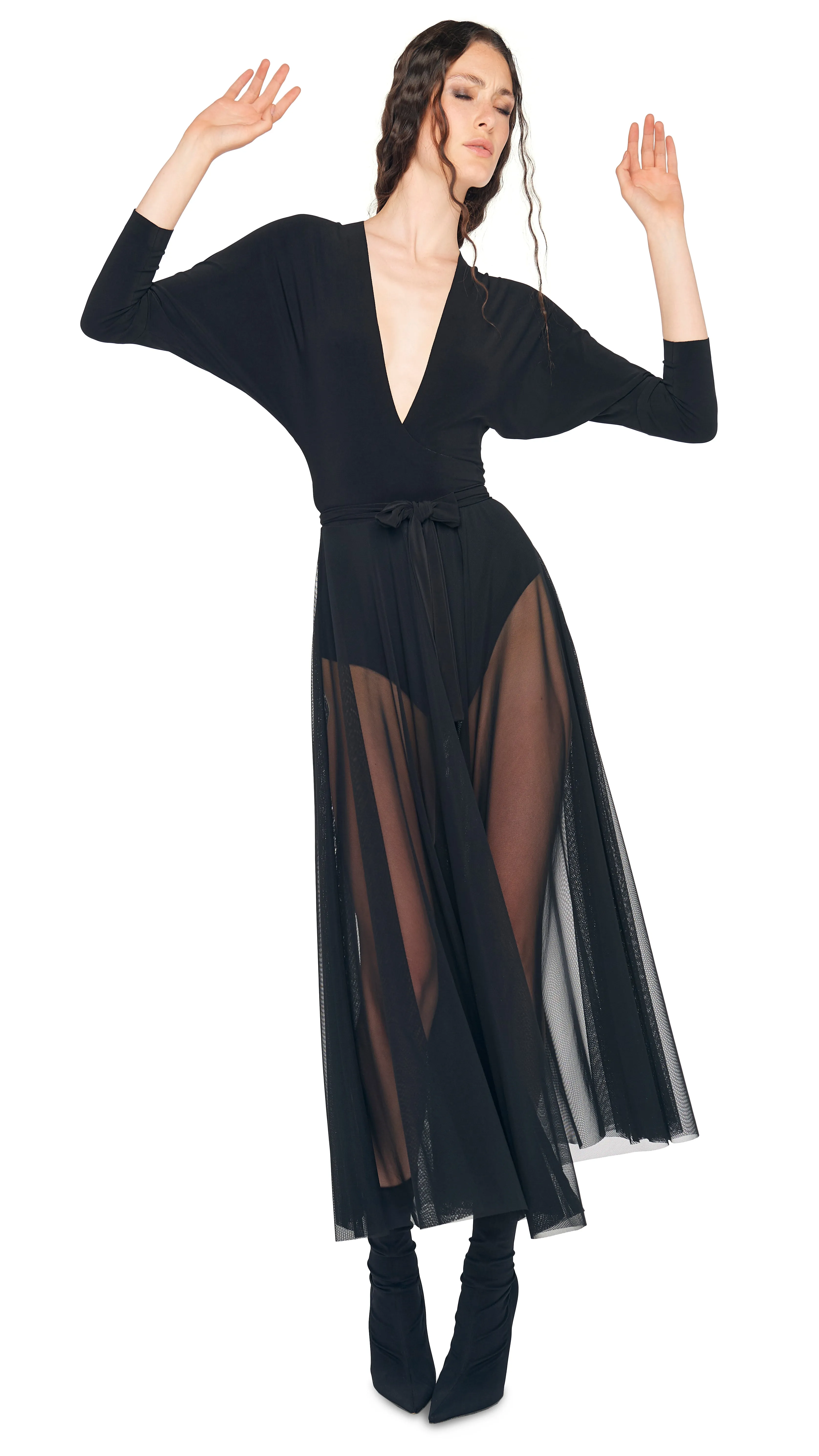 DOLMAN WRAP FLARED DRESS TO MIDCALF sold by Norma Kamali product image thumbnail 4