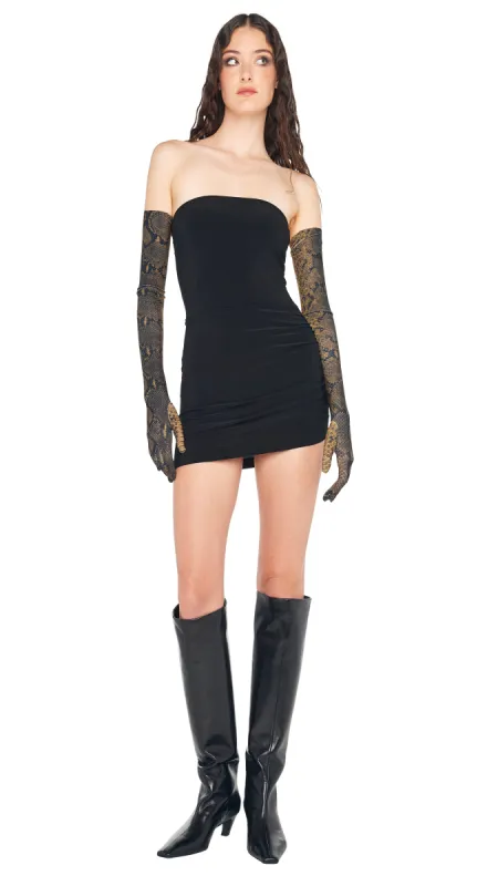 STRAPLESS SIDE DRAPE PICKLEBALL DRESS sold by Norma Kamali