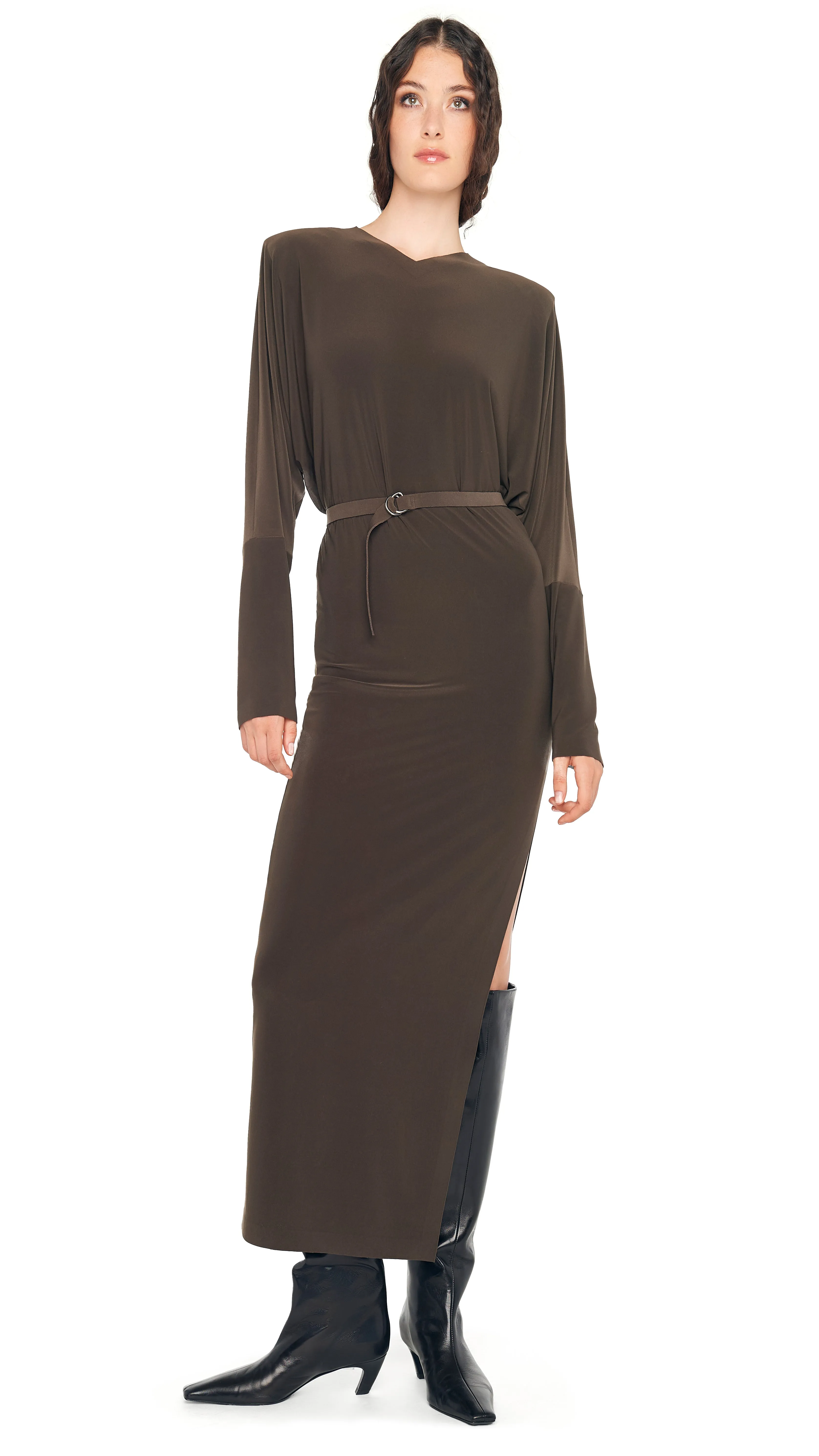 DOLMAN SIDE SLIT GOWN W/ SHOULDER PADS sold by Norma Kamali