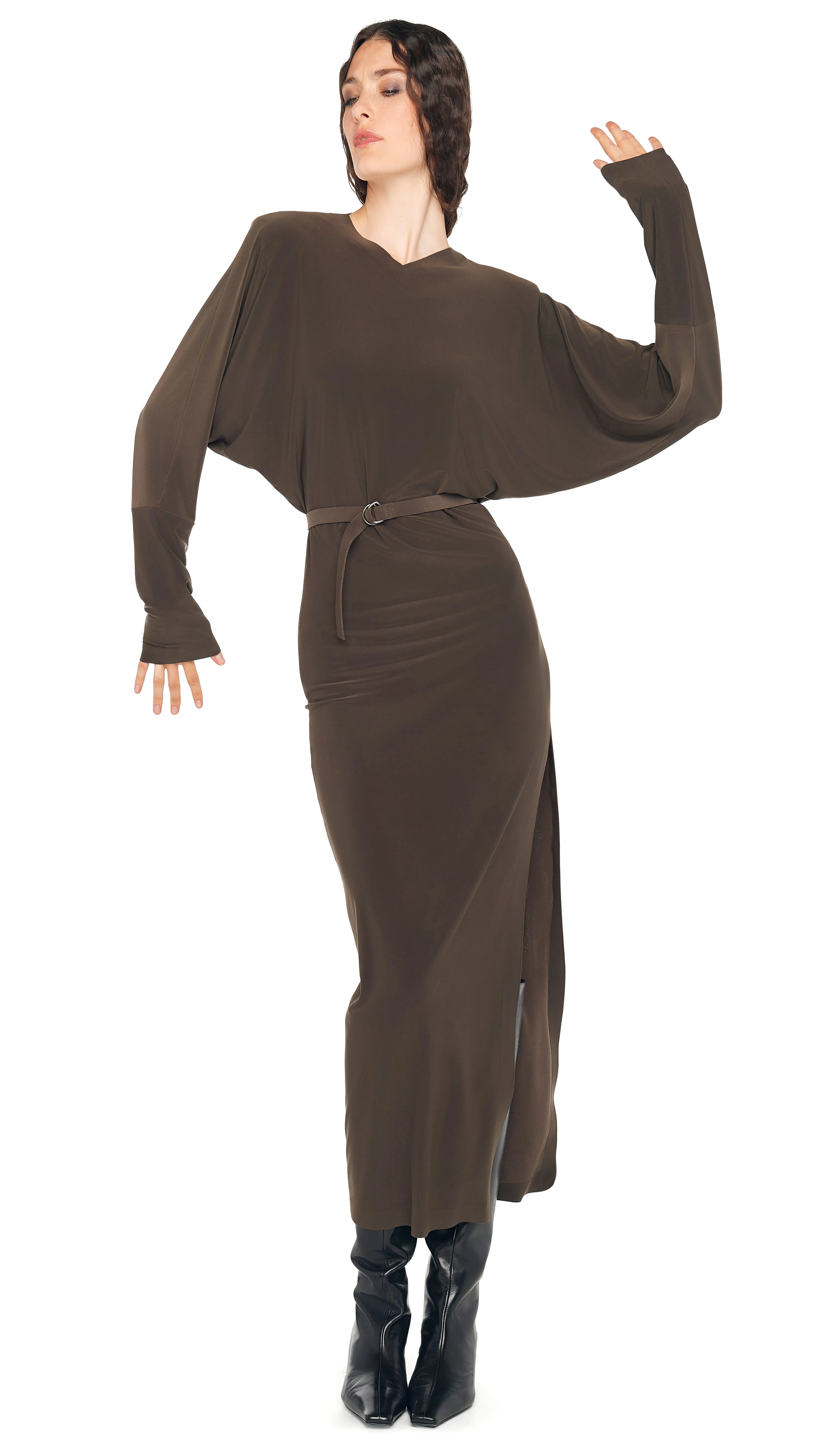 DOLMAN SIDE SLIT GOWN W/ SHOULDER PADS sold by Norma Kamali product image thumbnail 5