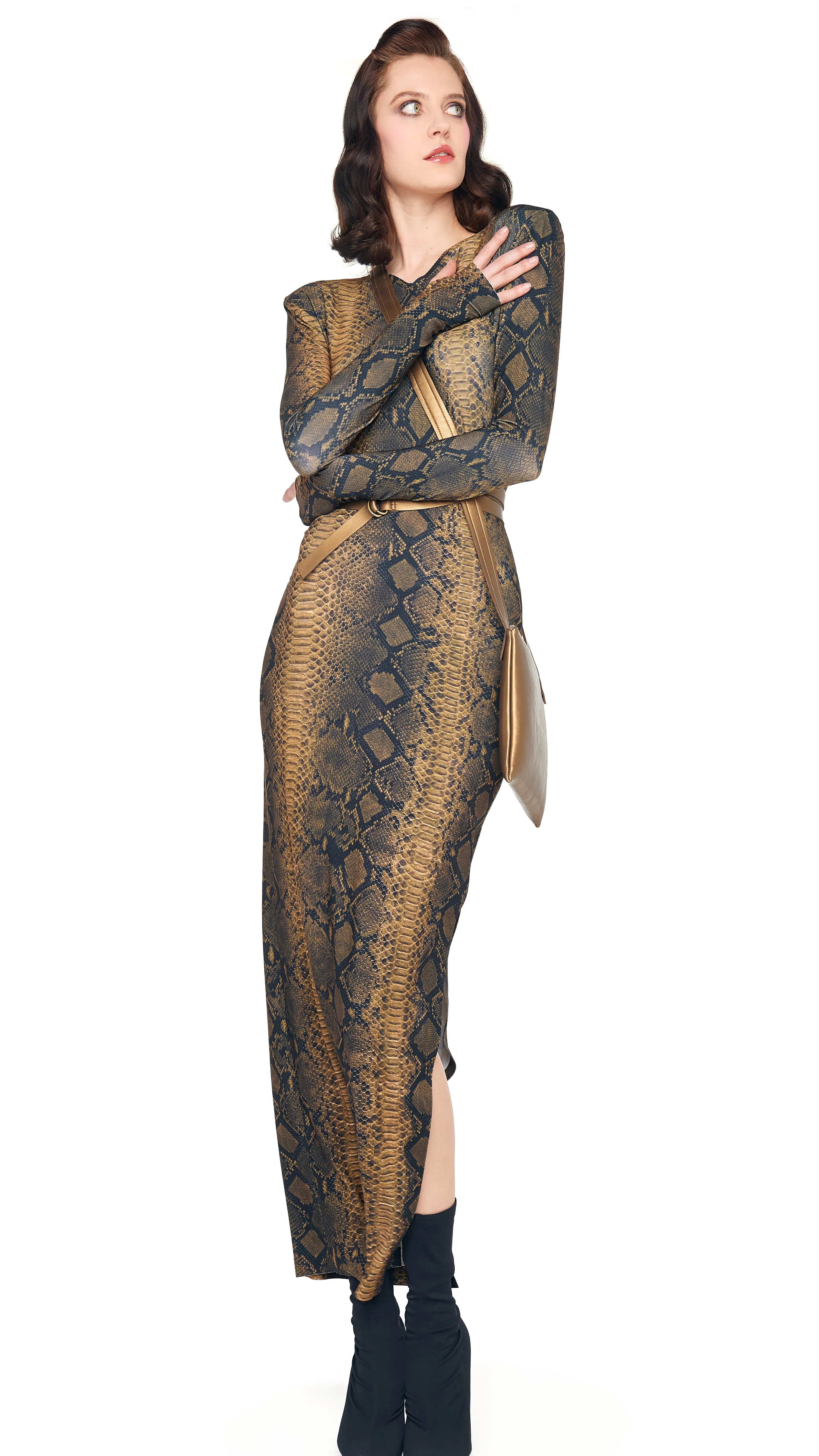 LS SHOULDER PAD SIDE SLIT GOWN sold by Norma Kamali product image thumbnail 5