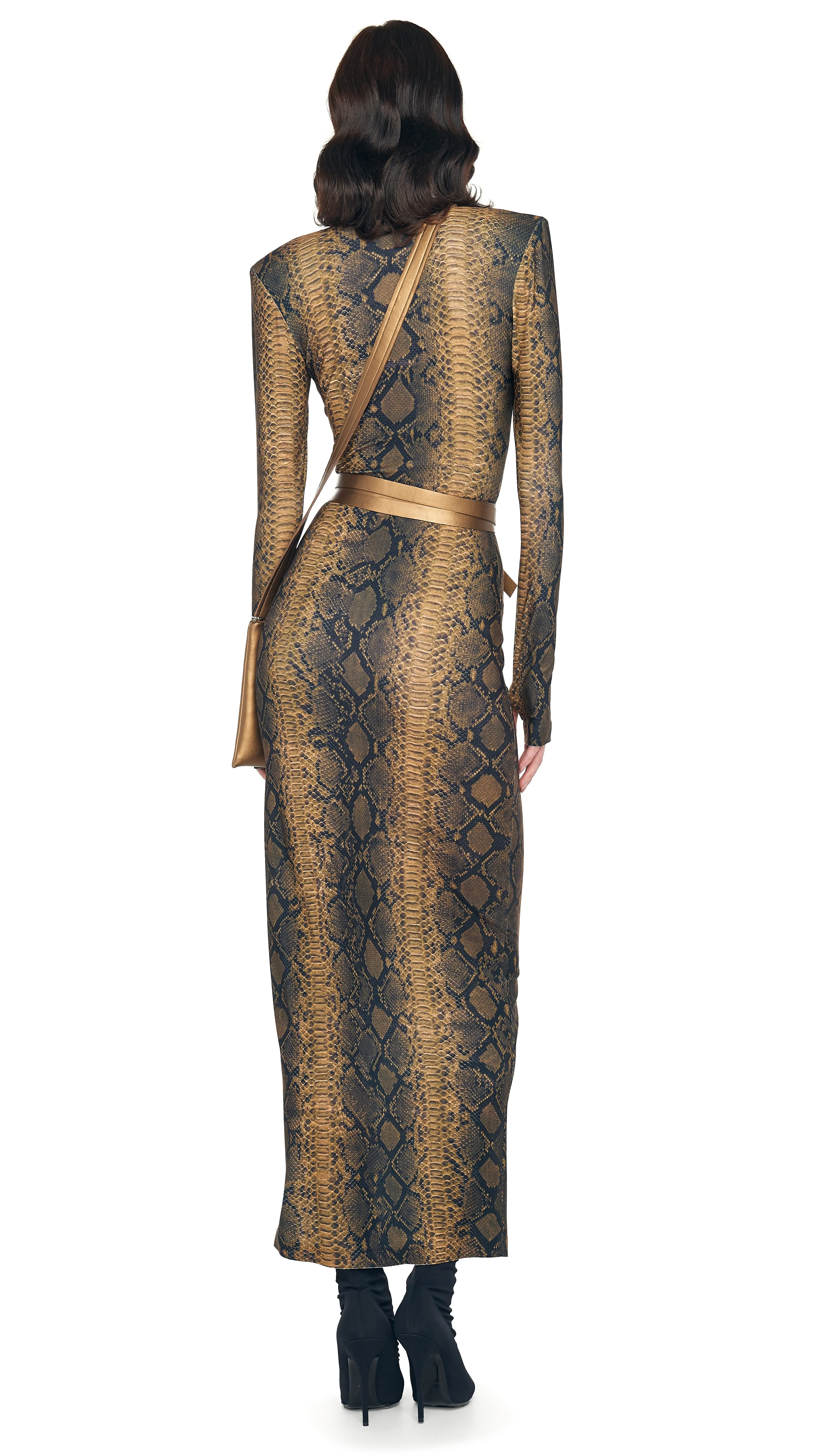LS SHOULDER PAD SIDE SLIT GOWN sold by Norma Kamali product image thumbnail 3
