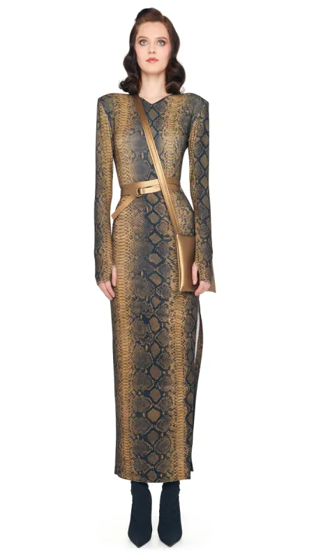 LS SHOULDER PAD SIDE SLIT GOWN sold by Norma Kamali