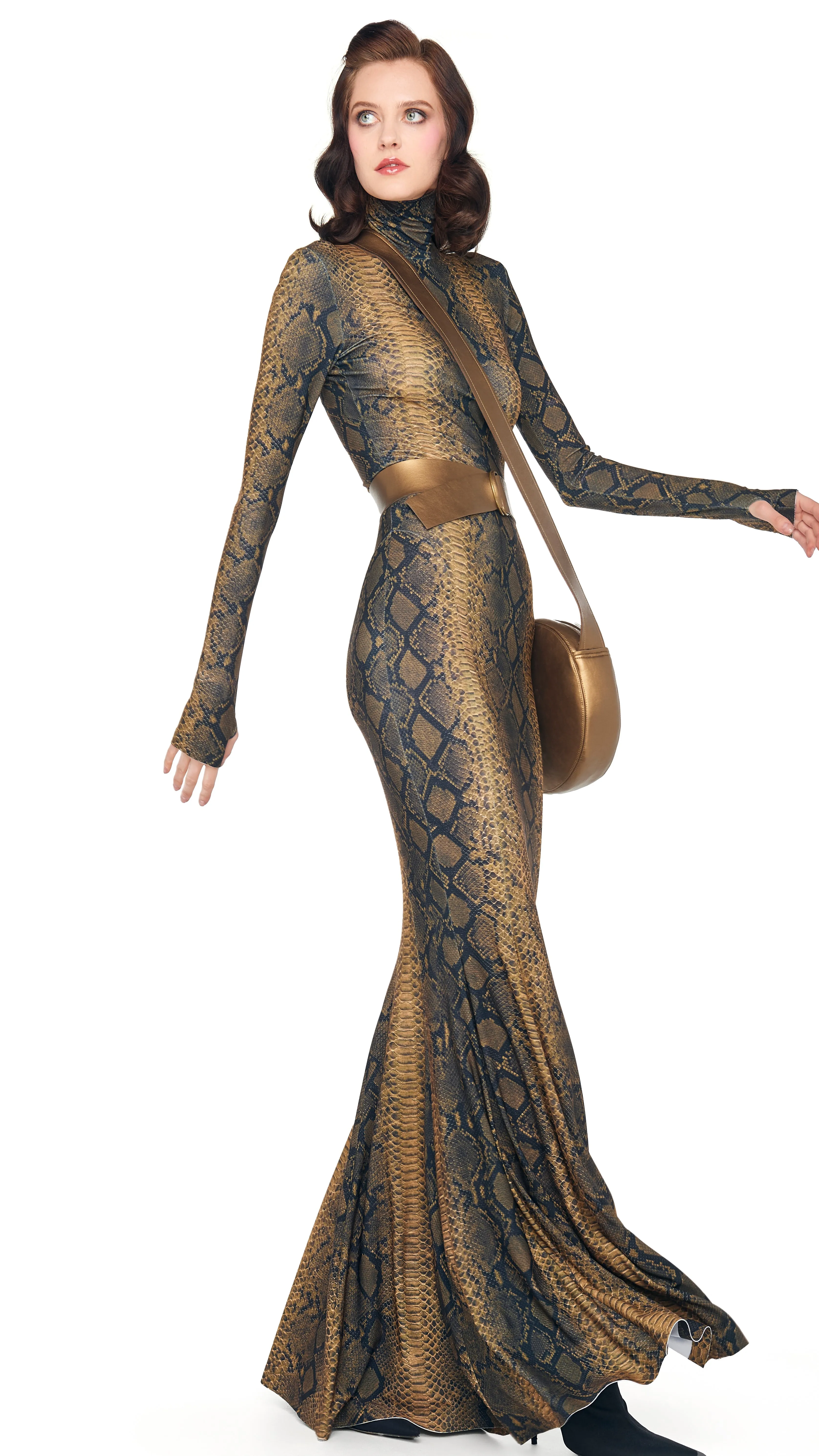 LONG SLEEVE TURTLE FISHTAIL GOWN sold by Norma Kamali product image thumbnail 4