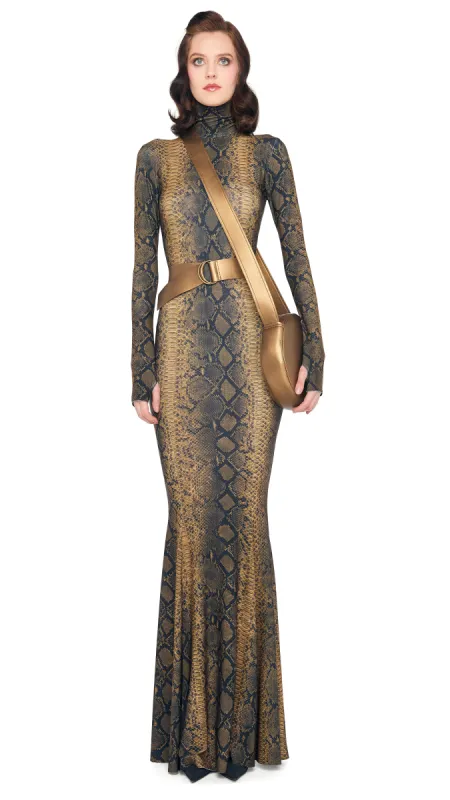 LONG SLEEVE TURTLE FISHTAIL GOWN sold by Norma Kamali