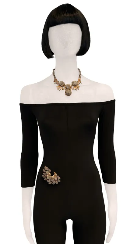 MIRIAM HASKELL STONE/BRASS NECKLACE sold by Norma Kamali