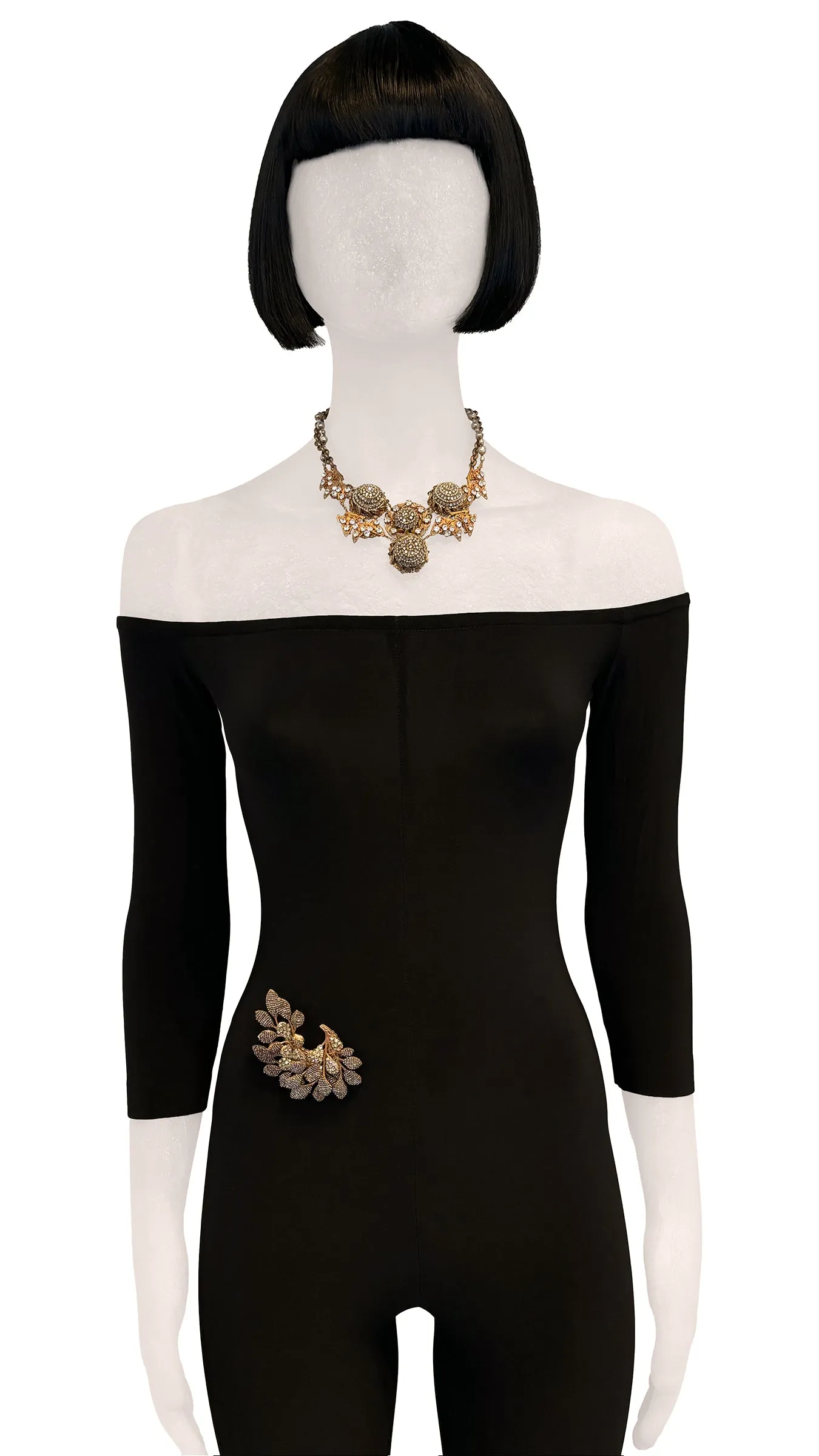 MIRIAM HASKELL STONE/BRASS NECKLACE sold by Norma Kamali