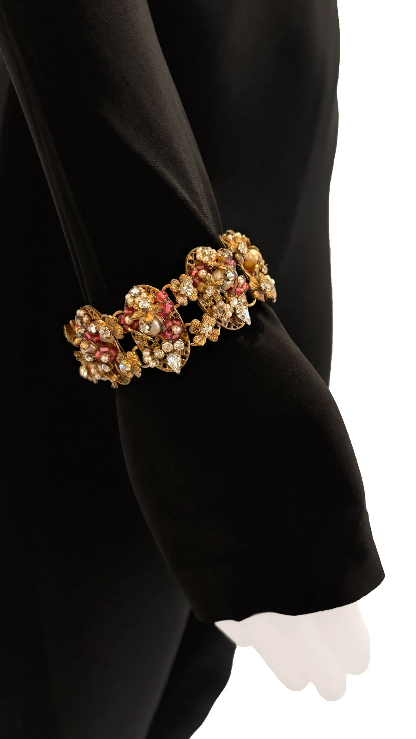 MIRIAM HASKELL BEADED BRASS/STONE NECKLACE AND BRACELET SET sold by Norma Kamali product image thumbnail 3