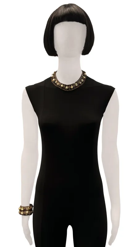 BEADED BRASS NECKLACE AND BRACELET SET sold by Norma Kamali