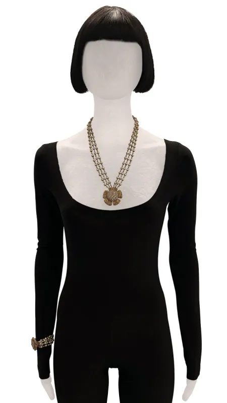 MIRIAM HASKELL BEADED PENDANT NECKLACE AND BRACELET SET sold by Norma Kamali