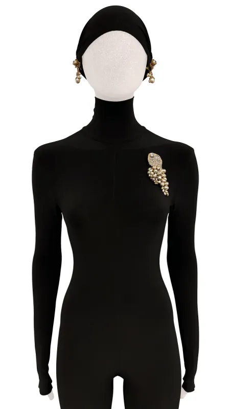 MIRIAM HASKELL BEAD/STONE BROOCH AND EARRINGS SET sold by Norma Kamali