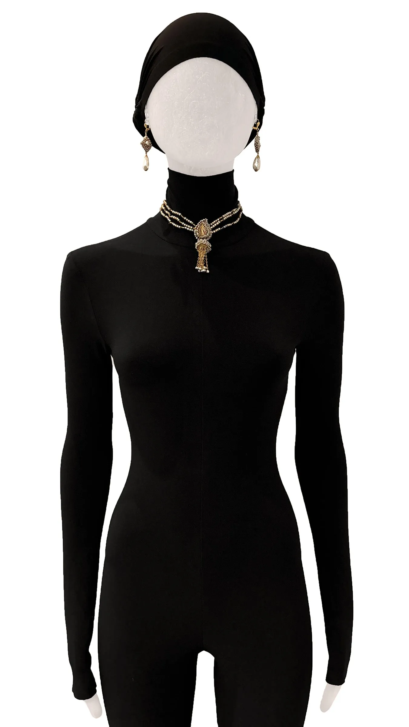 MIRIAM HASKELL BEADED EARRINGS AND DROP NECKLACE SET sold by Norma Kamali