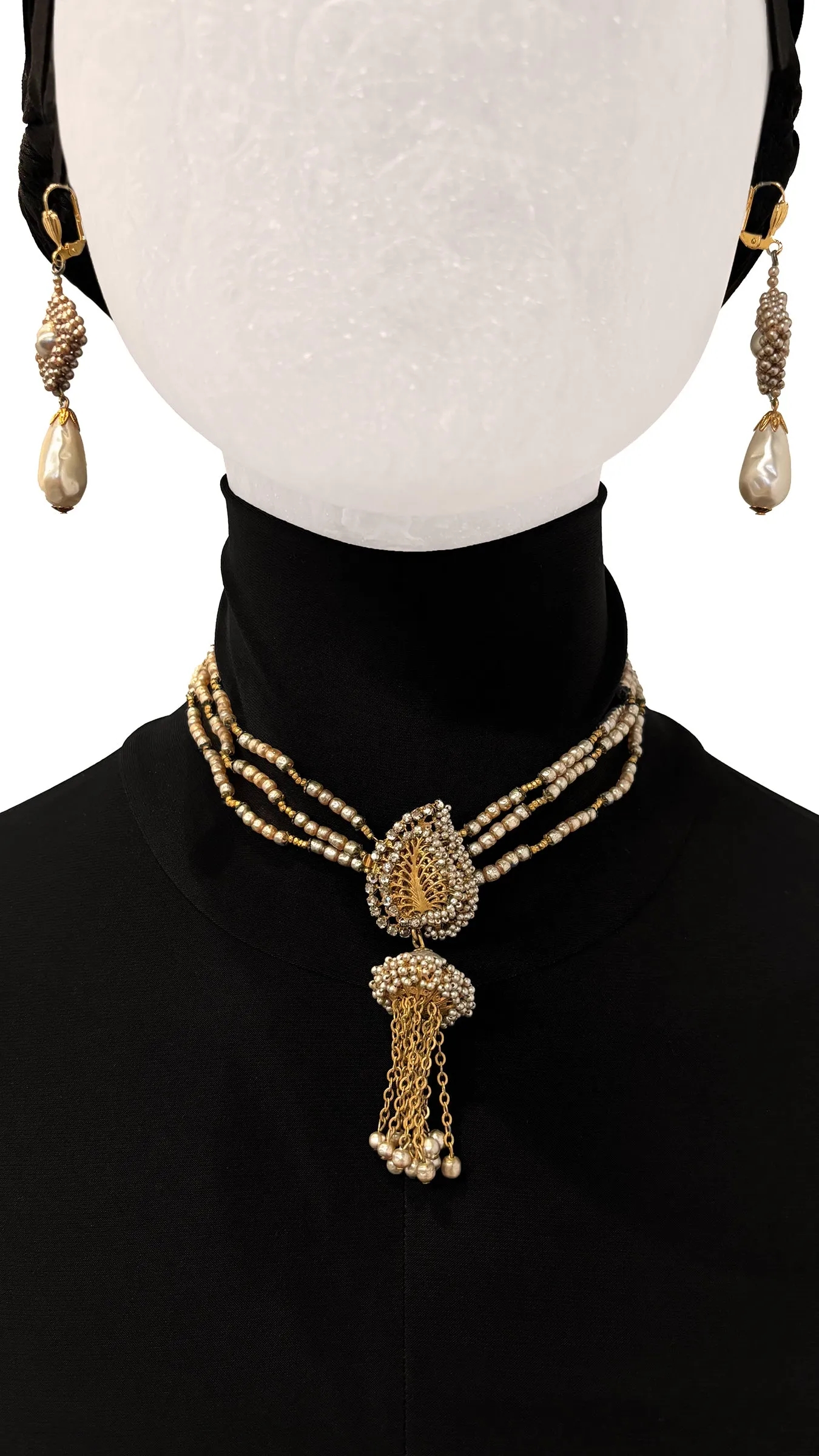 MIRIAM HASKELL BEADED EARRINGS AND DROP NECKLACE SET sold by Norma Kamali product image thumbnail 4