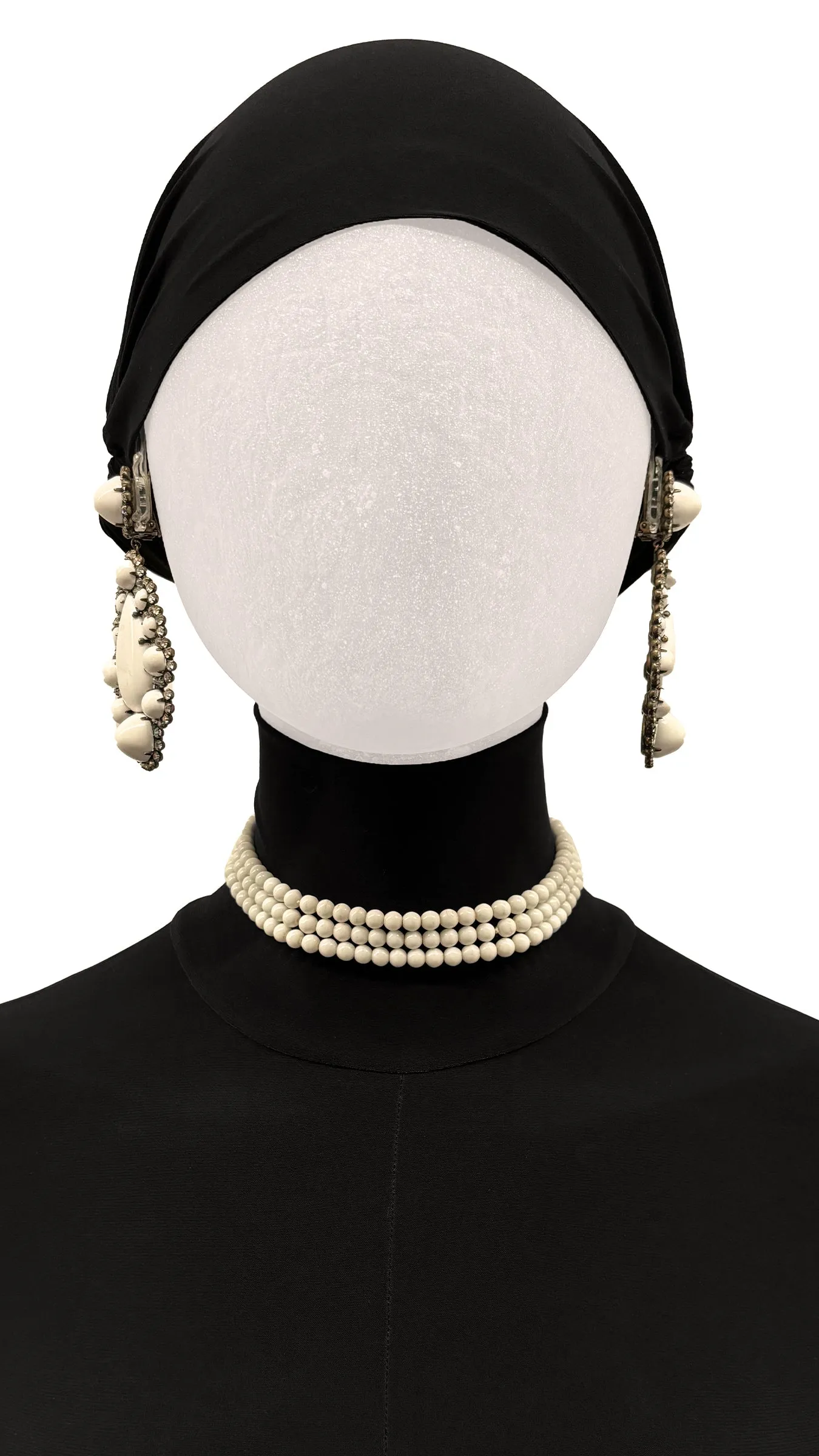 RHINESTONE & MILK GLASS TEARDROP PENDANT EARRINGS sold by Norma Kamali product image thumbnail 3