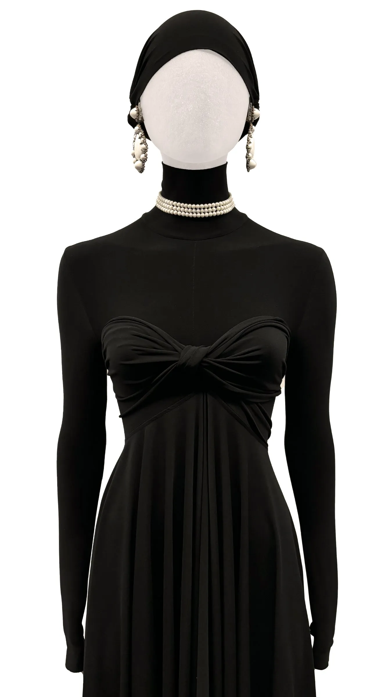 RHINESTONE & MILK GLASS TEARDROP PENDANT EARRINGS sold by Norma Kamali