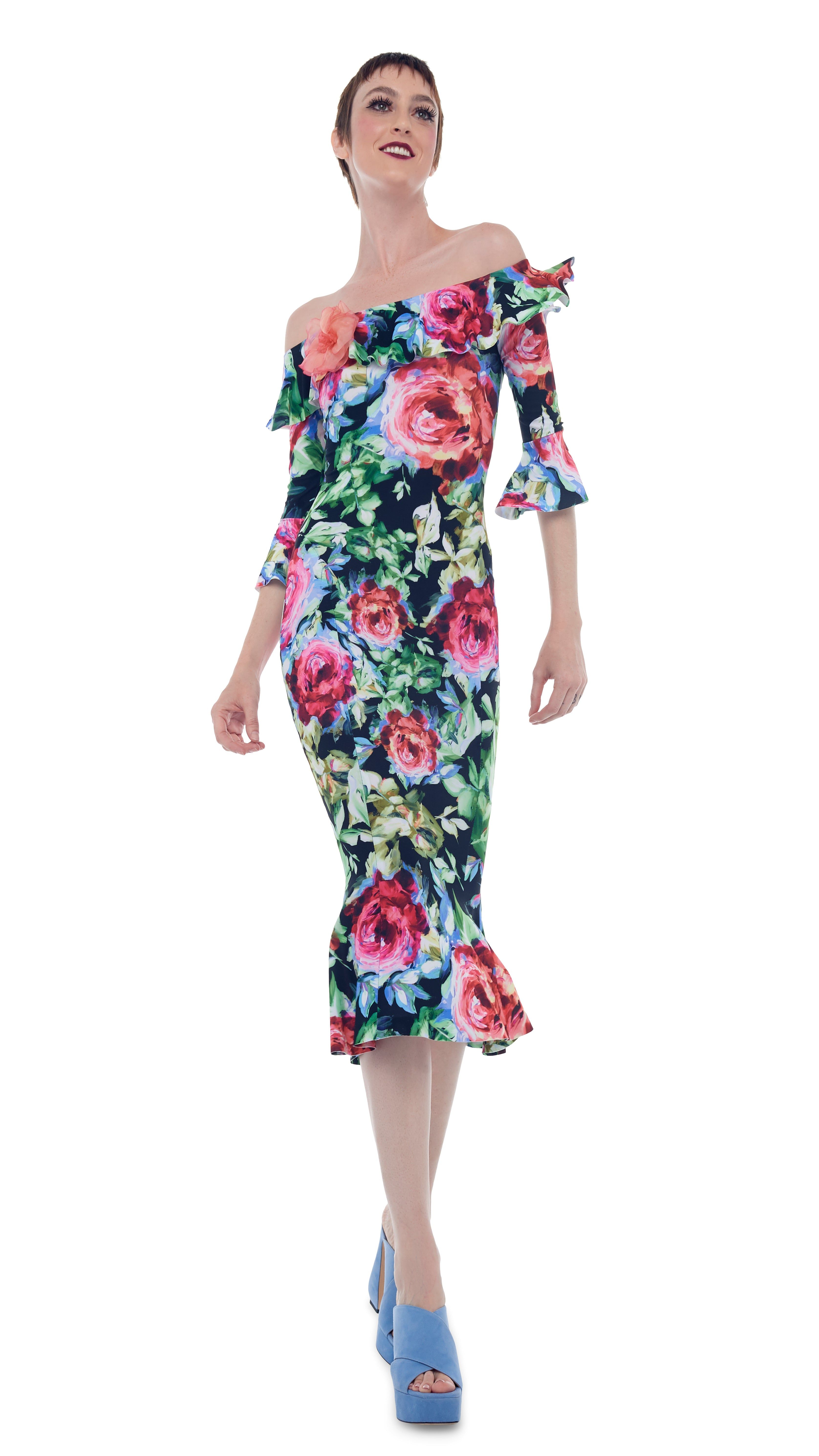 RUFFLE FISHTAIL DRESS sold by Norma Kamali product image thumbnail 5