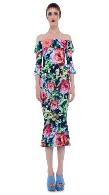 RUFFLE FISHTAIL DRESS made by Norma Kamali