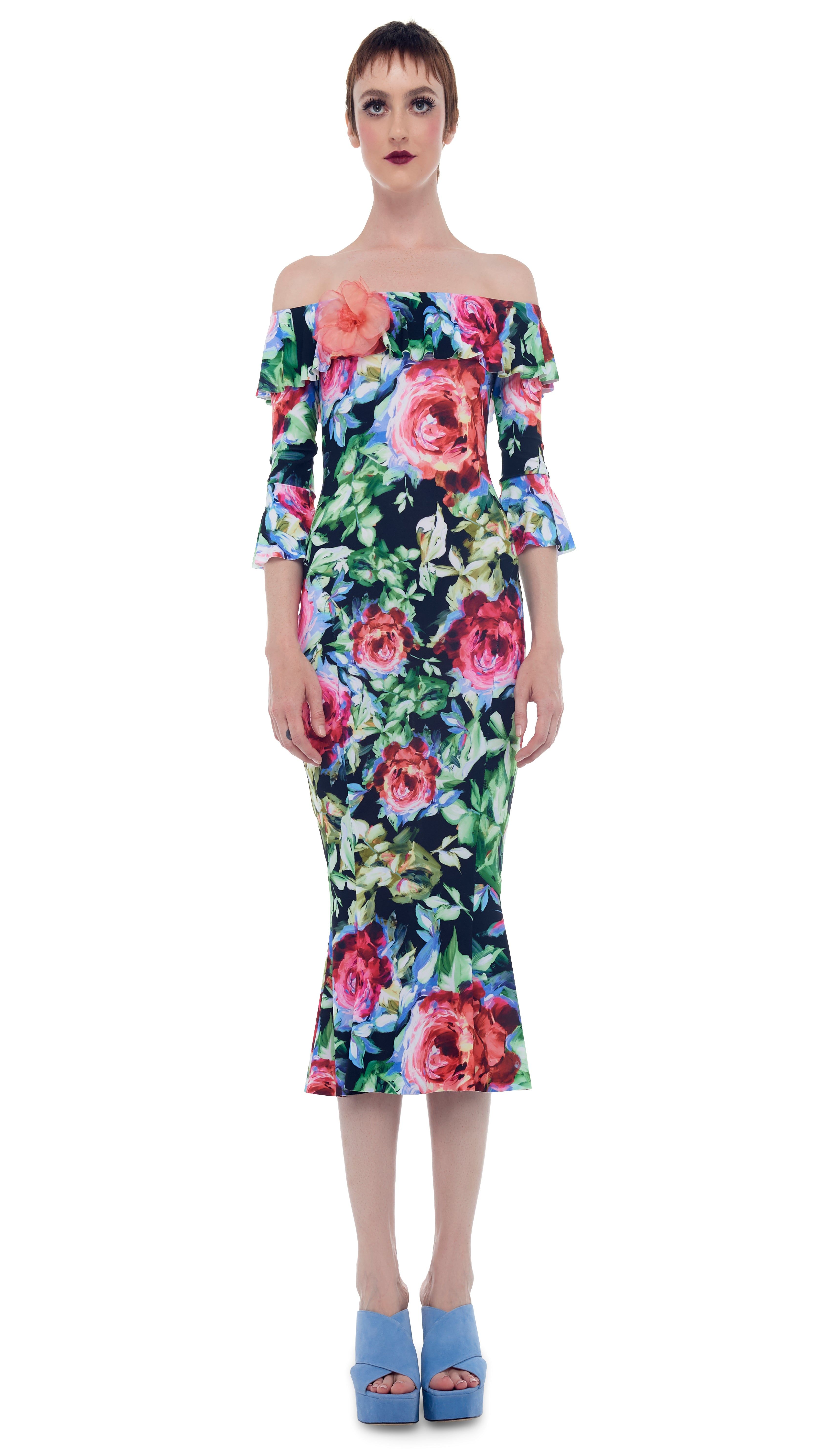 RUFFLE FISHTAIL DRESS sold by Norma Kamali