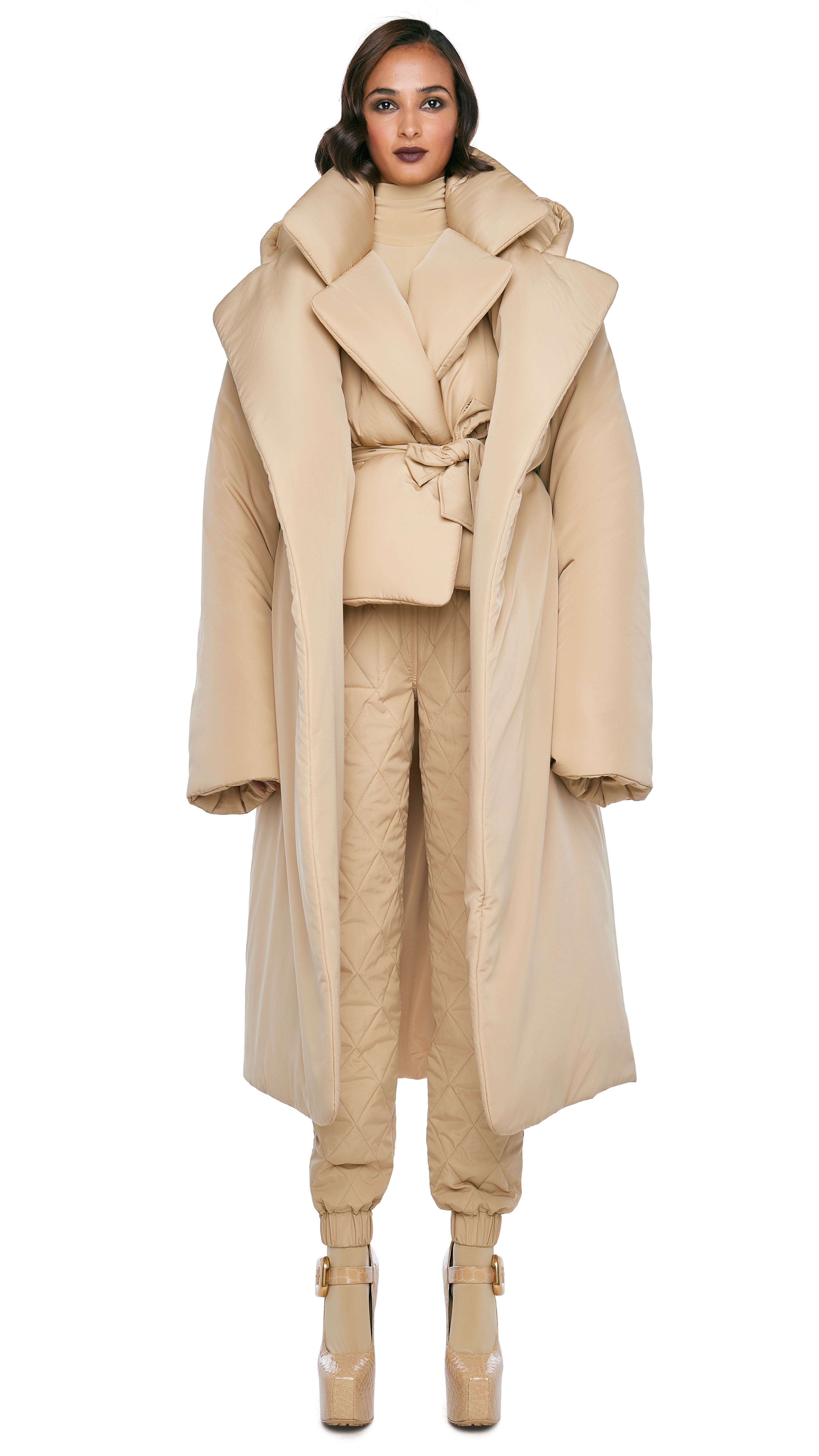 HOODED SLEEPING BAG COAT sold by Norma Kamali