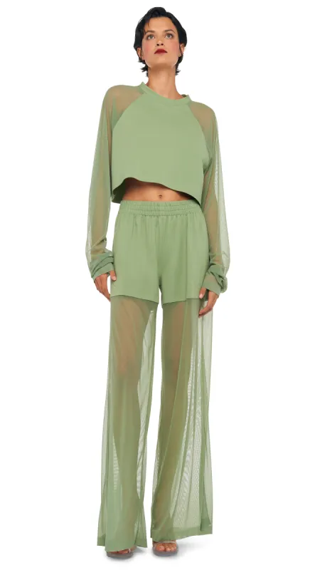 OS RAGLAN CROPPED TOP W/ MESH sold by Norma Kamali