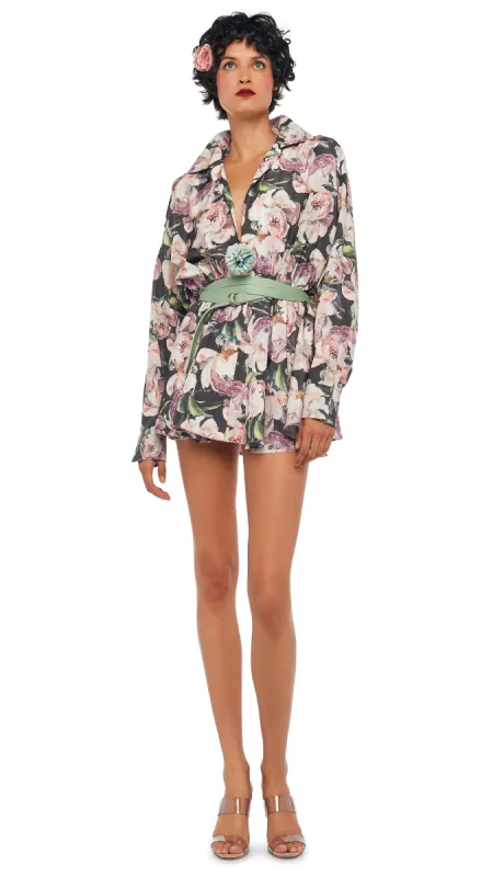 SUPER OS BF NK SHIRT FLARED MINI DRESS sold by Norma Kamali