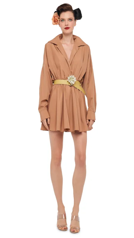 SUPER OS BF NK SHIRT FLARED MINI DRESS sold by Norma Kamali