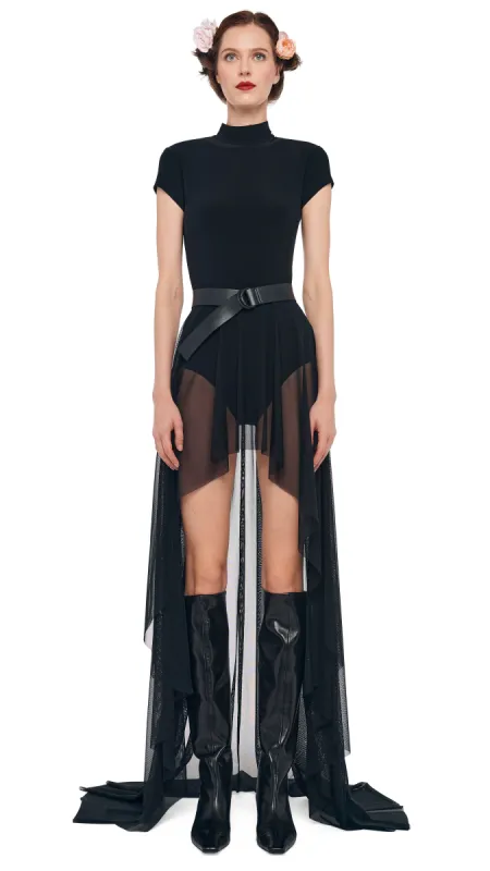 HI LOW MOCK NECK CAP SLEEVE GOWN sold by Norma Kamali