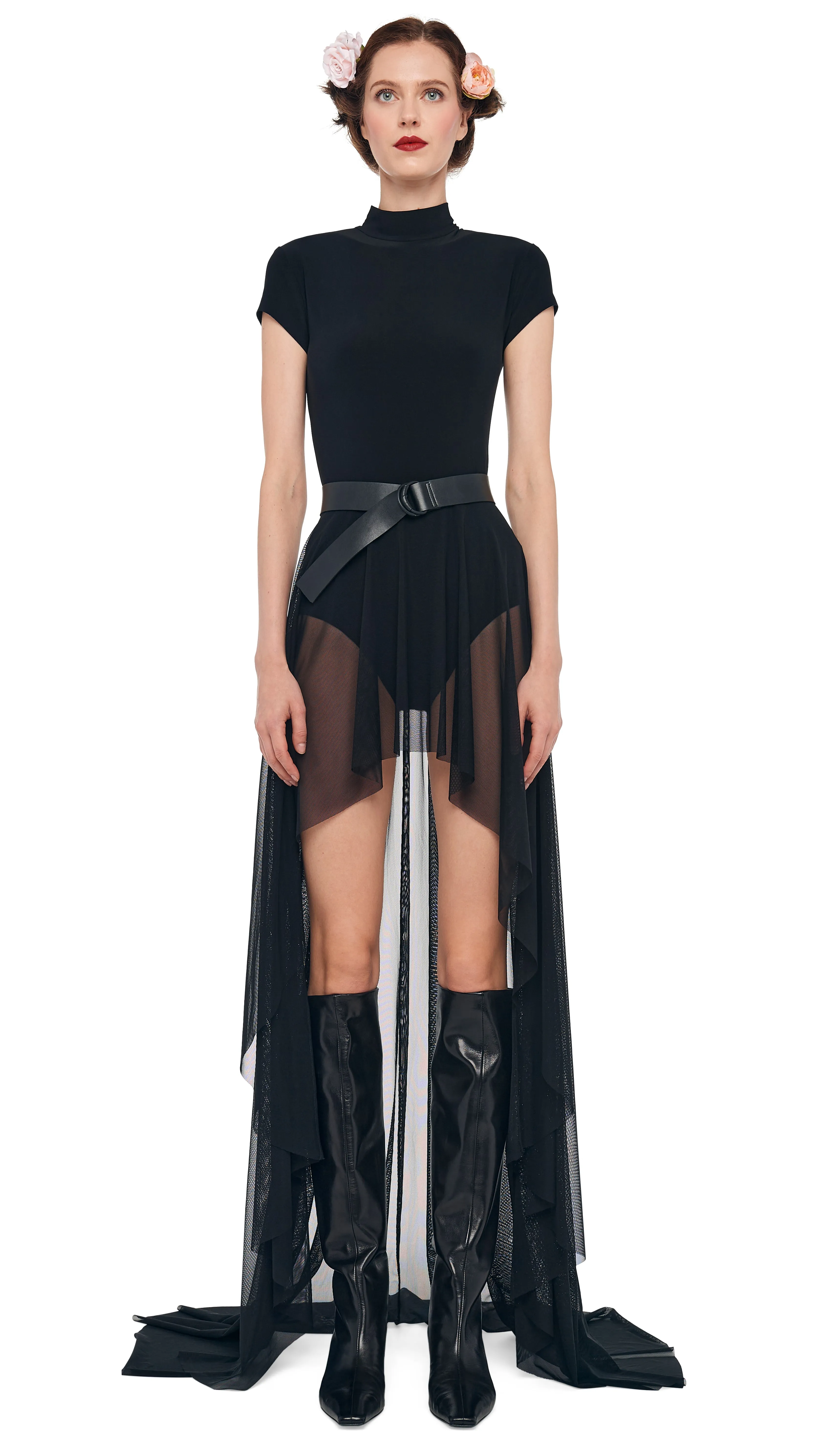 HI LOW MOCK NECK CAP SLEEVE GOWN sold by Norma Kamali