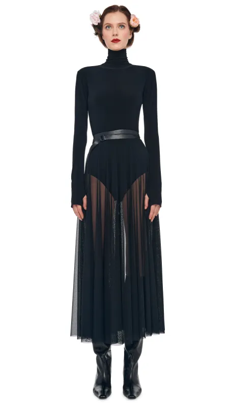 LS TURTLENECK FLARED MIDCALF DRESS sold by Norma Kamali