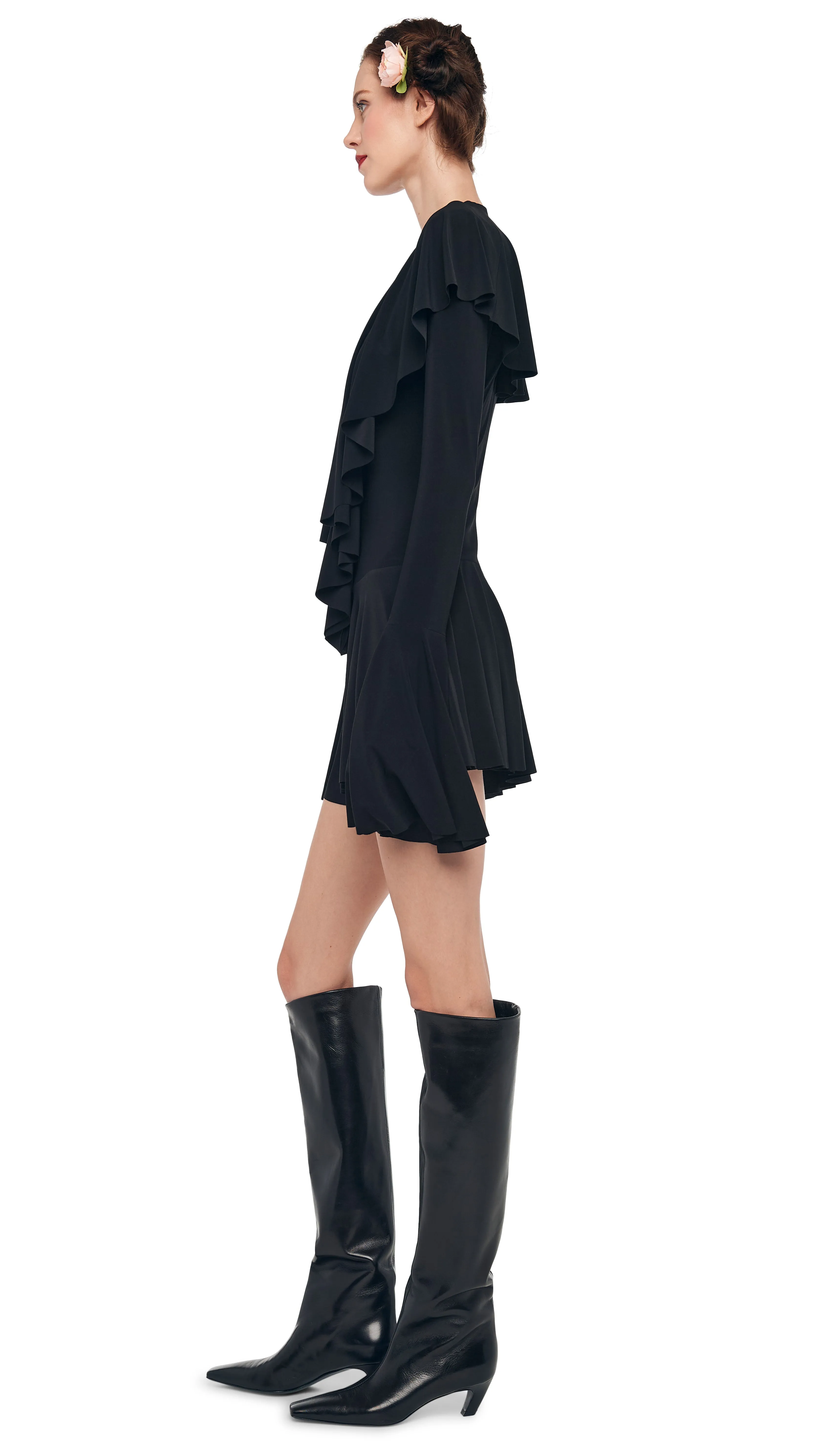 LS DEEP V RUFFLE MINI DRESS sold by Norma Kamali product image thumbnail 2