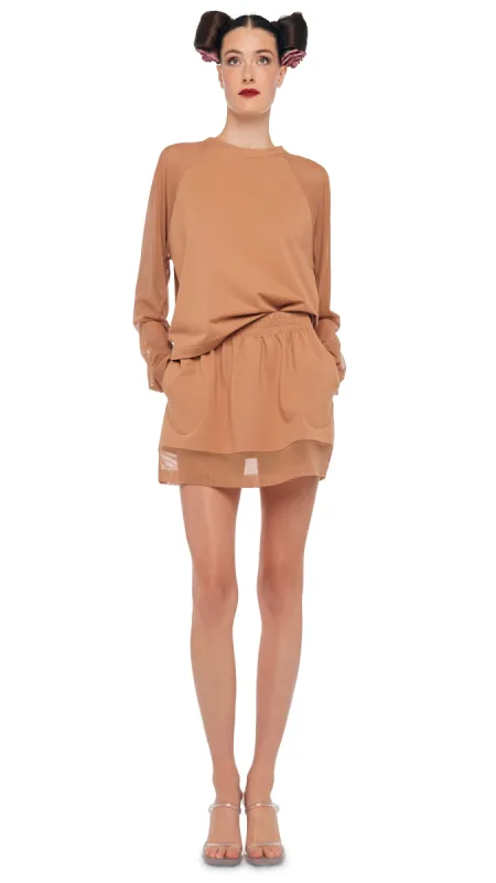 BOYFRIEND MINI SKIRT W/ MESH sold by Norma Kamali