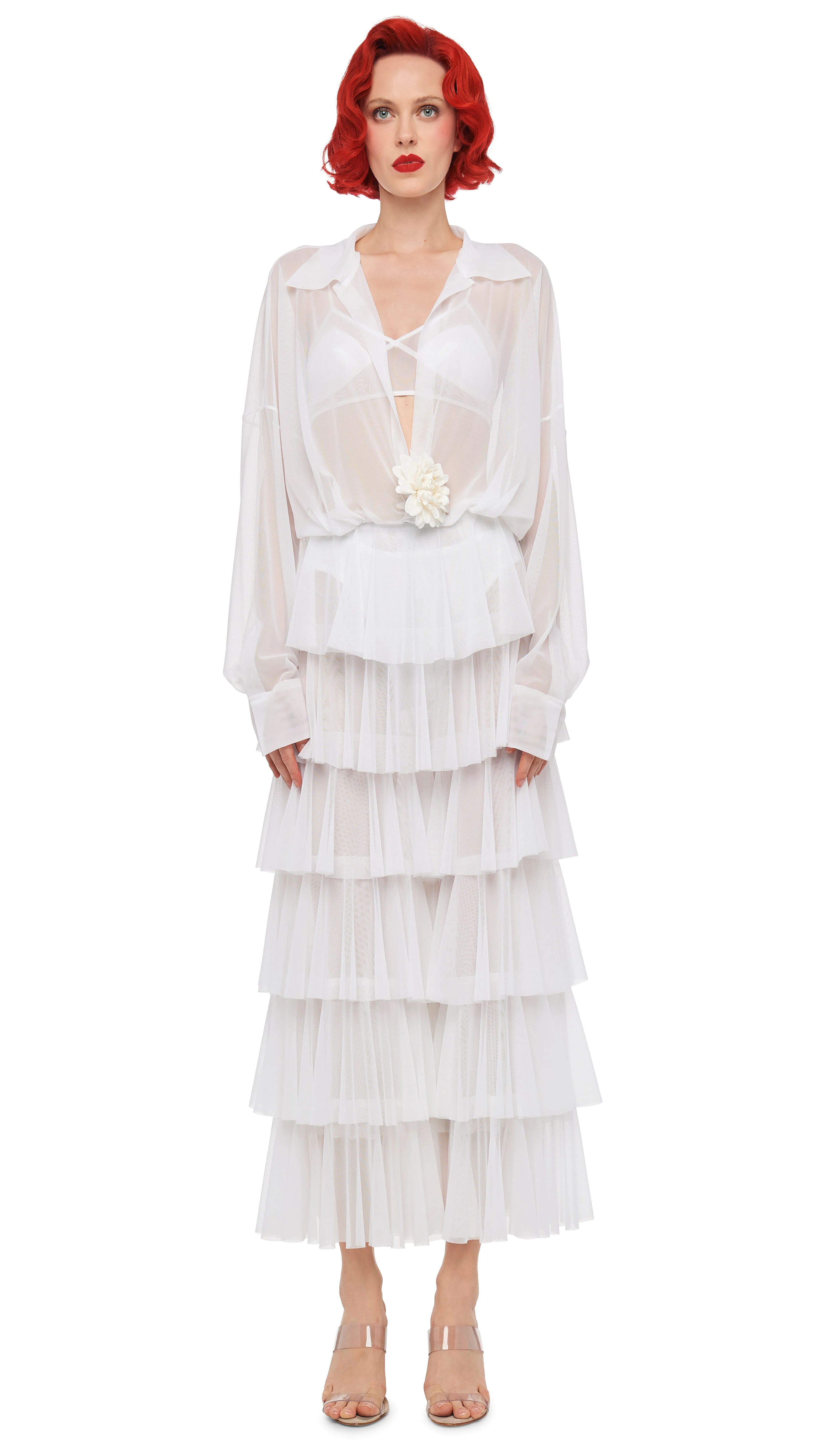 SUPER WIDE LEG RUFFLE PANT sold by Norma Kamali product image thumbnail 4