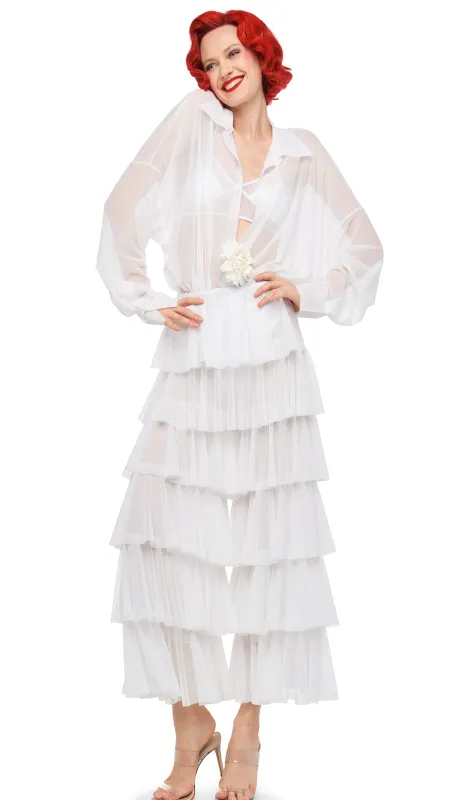 SUPER WIDE LEG RUFFLE PANT sold by Norma Kamali