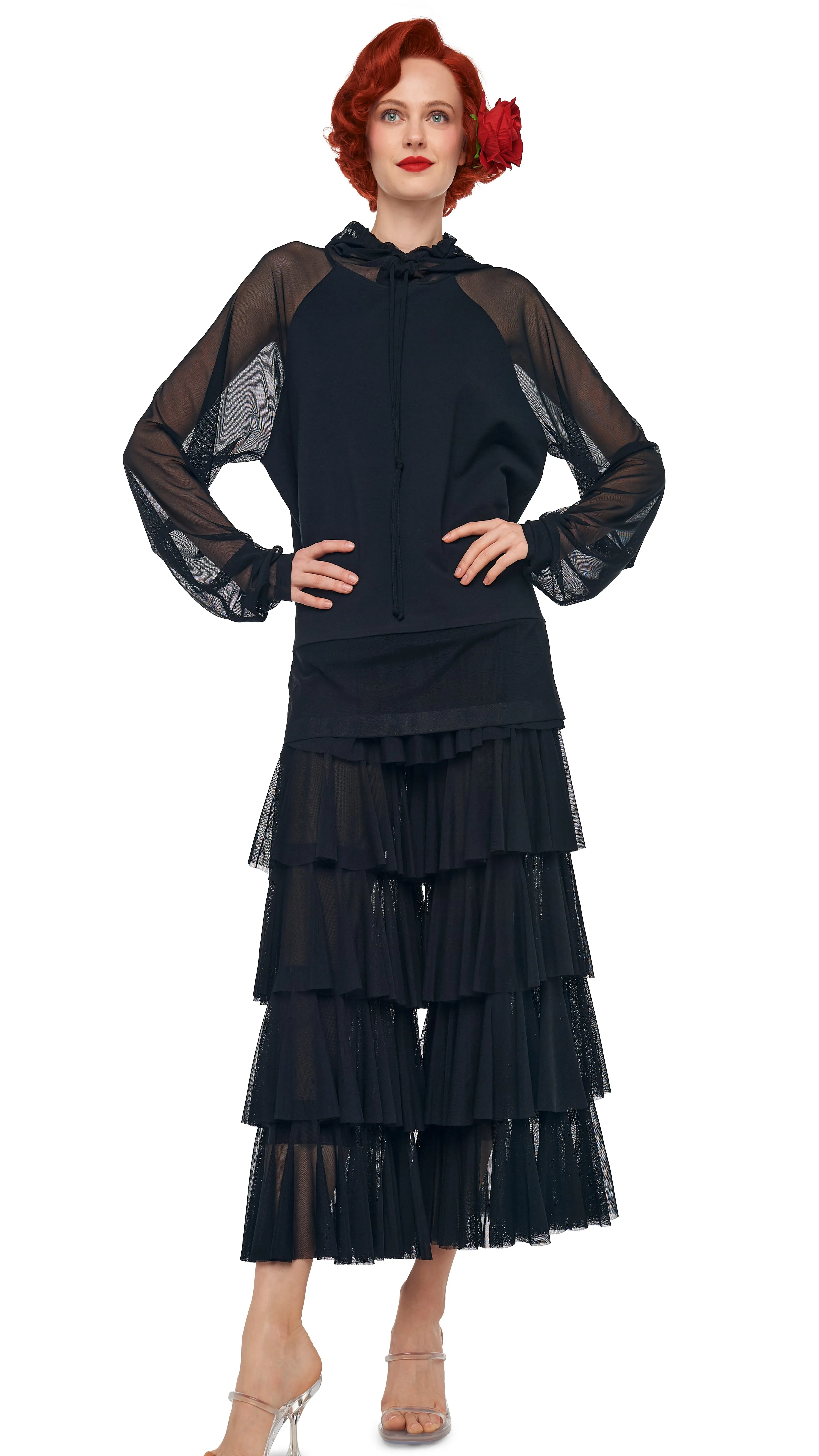 SUPER WIDE LEG RUFFLE PANT sold by Norma Kamali product image thumbnail 4