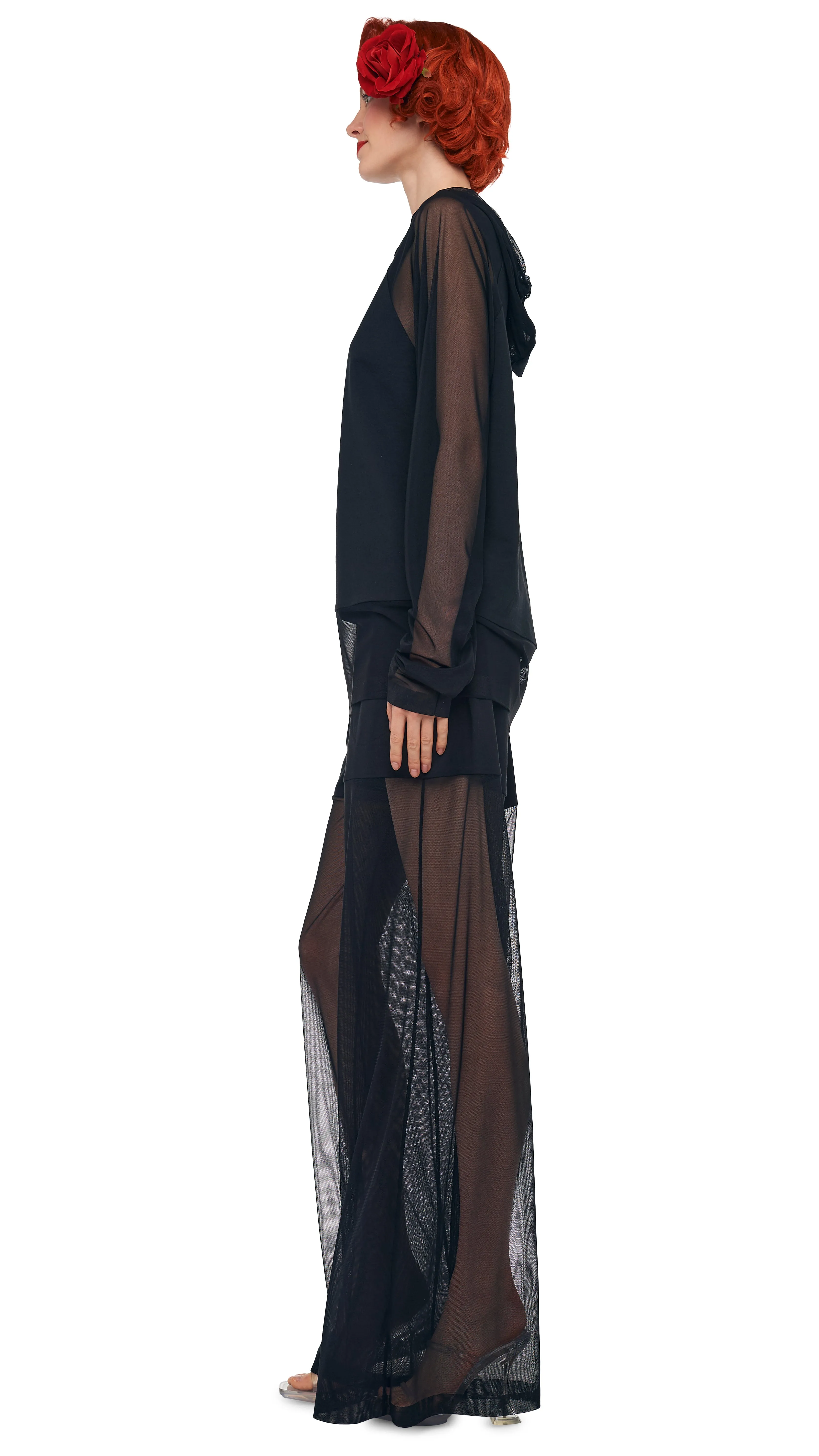 OS RAGLAN SLEEVE HOODED TOP W/ MESH sold by Norma Kamali product image thumbnail 2