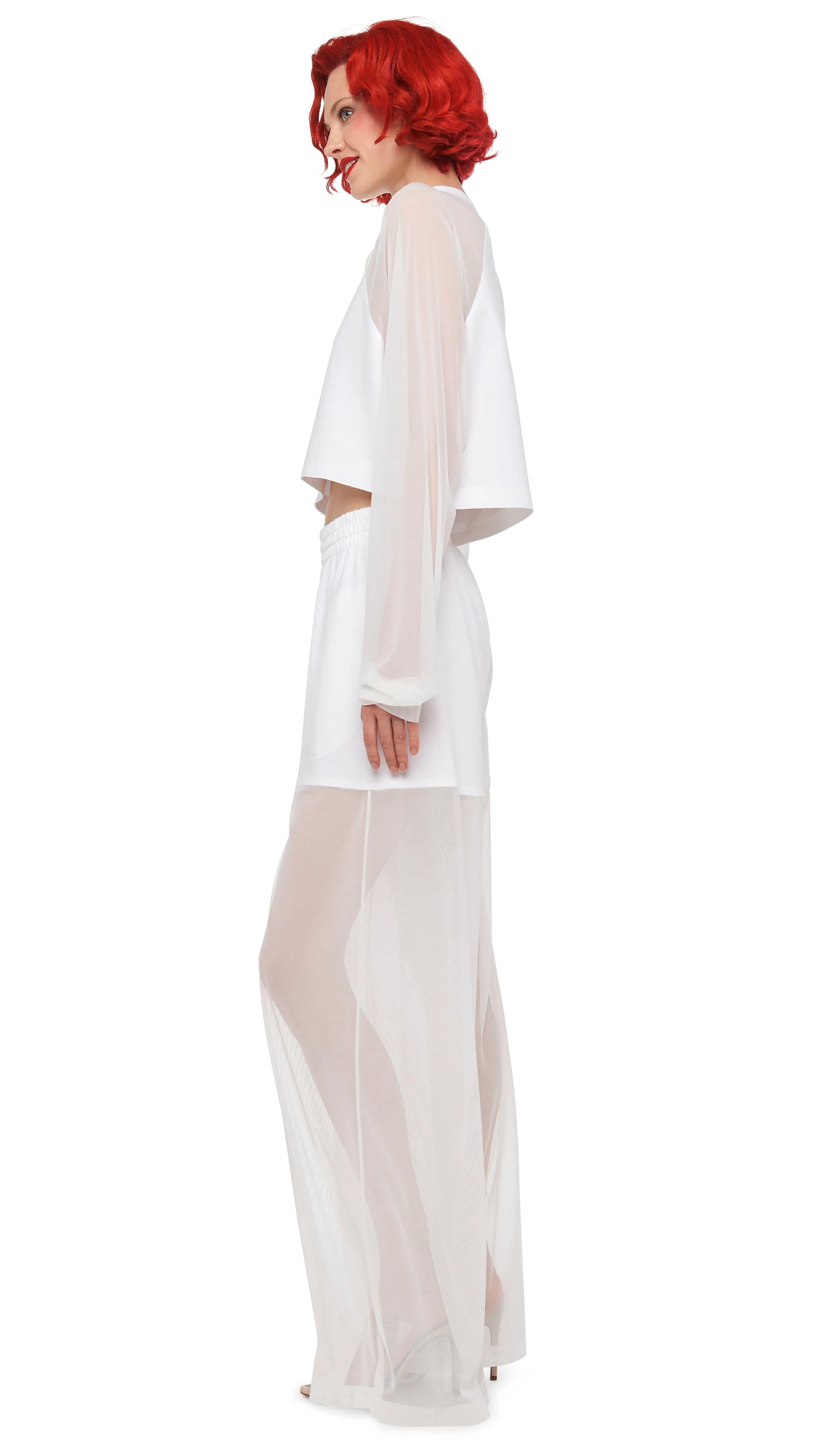 OVERSIZED RAGLAN SLEEVE CROPPED TOP W/ MESH sold by Norma Kamali product image thumbnail 2