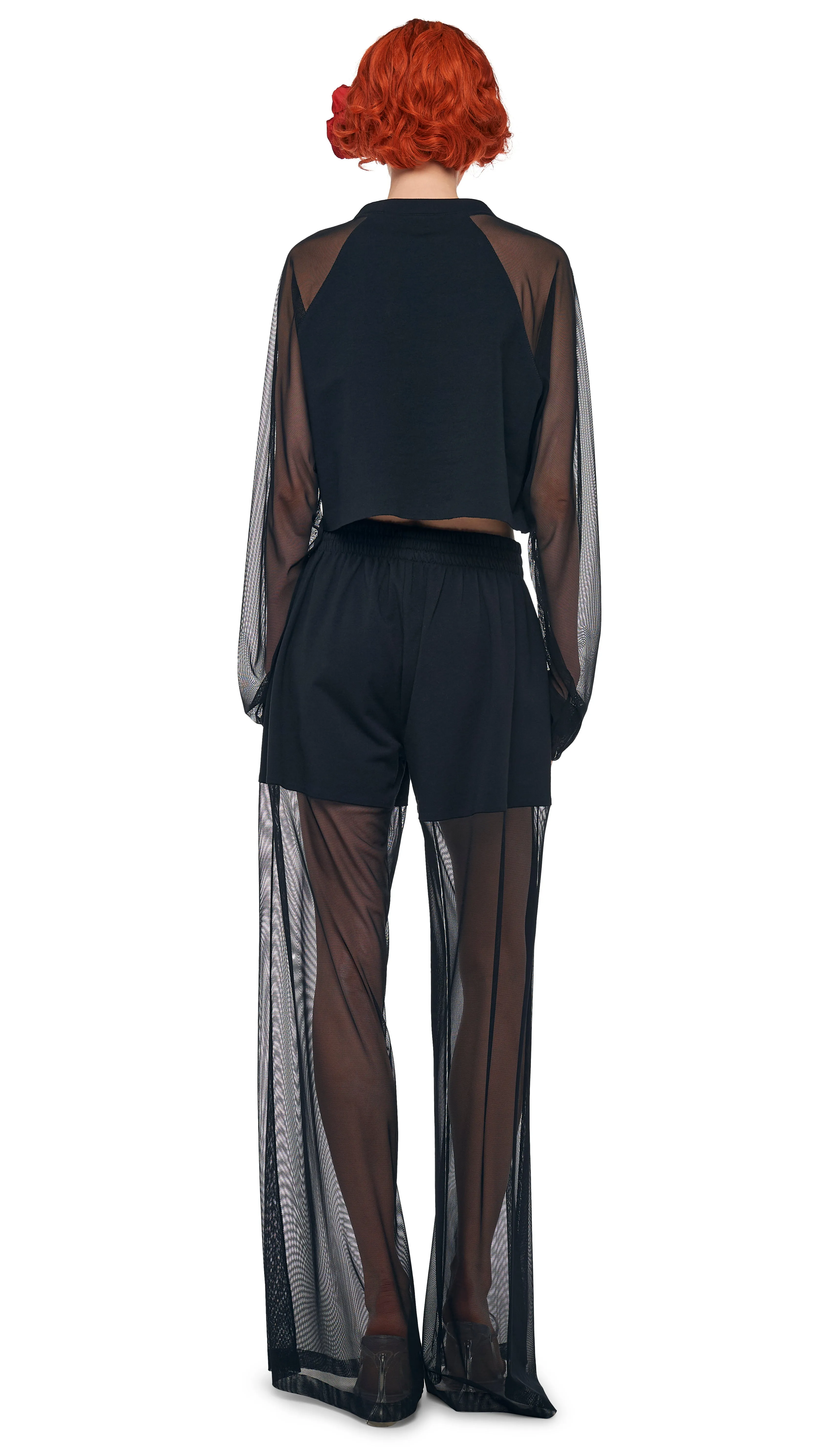 OVERSIZED RAGLAN SLEEVE CROPPED TOP W/ MESH sold by Norma Kamali product image thumbnail 3