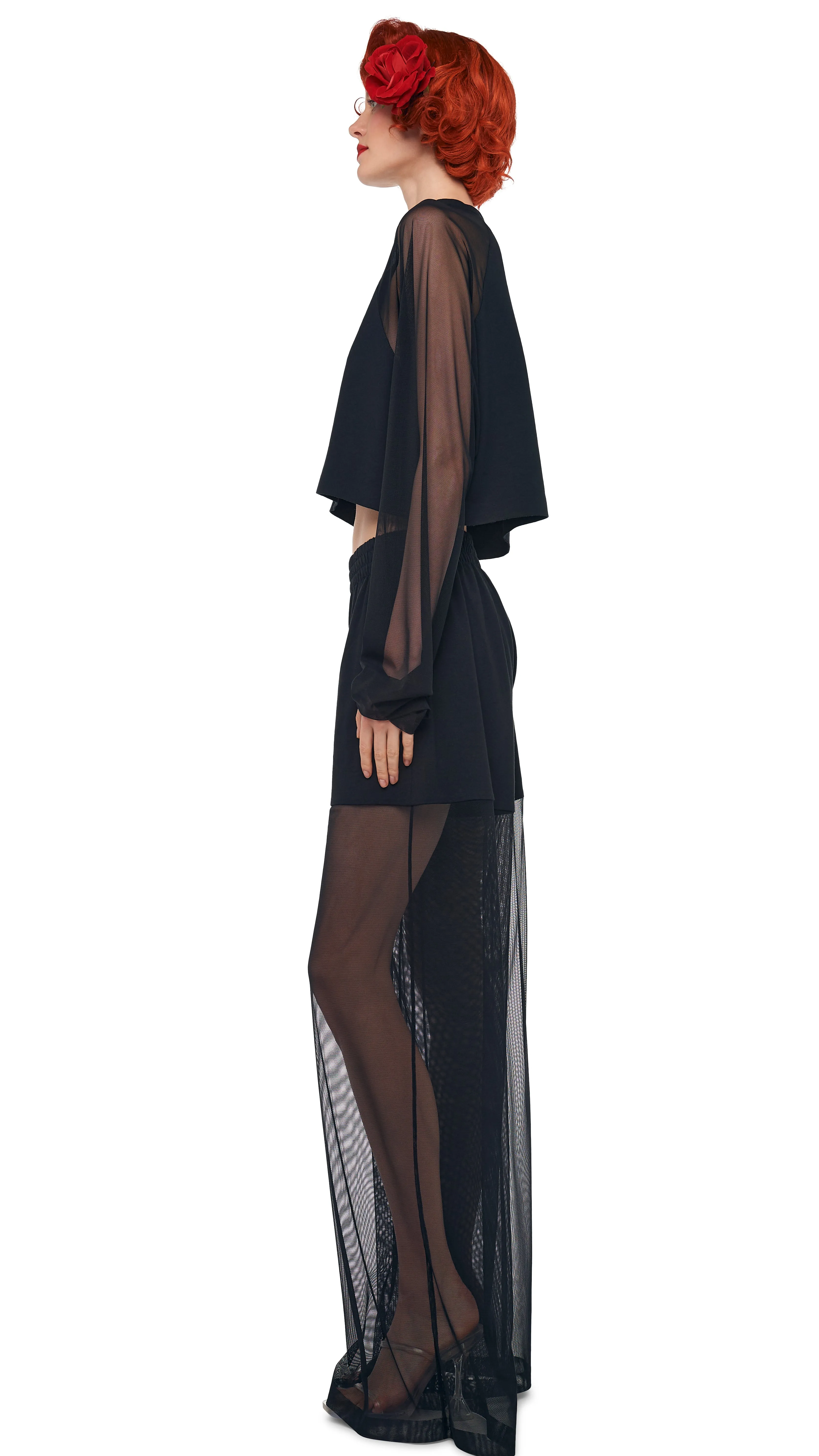 OVERSIZED RAGLAN SLEEVE CROPPED TOP W/ MESH sold by Norma Kamali product image thumbnail 2