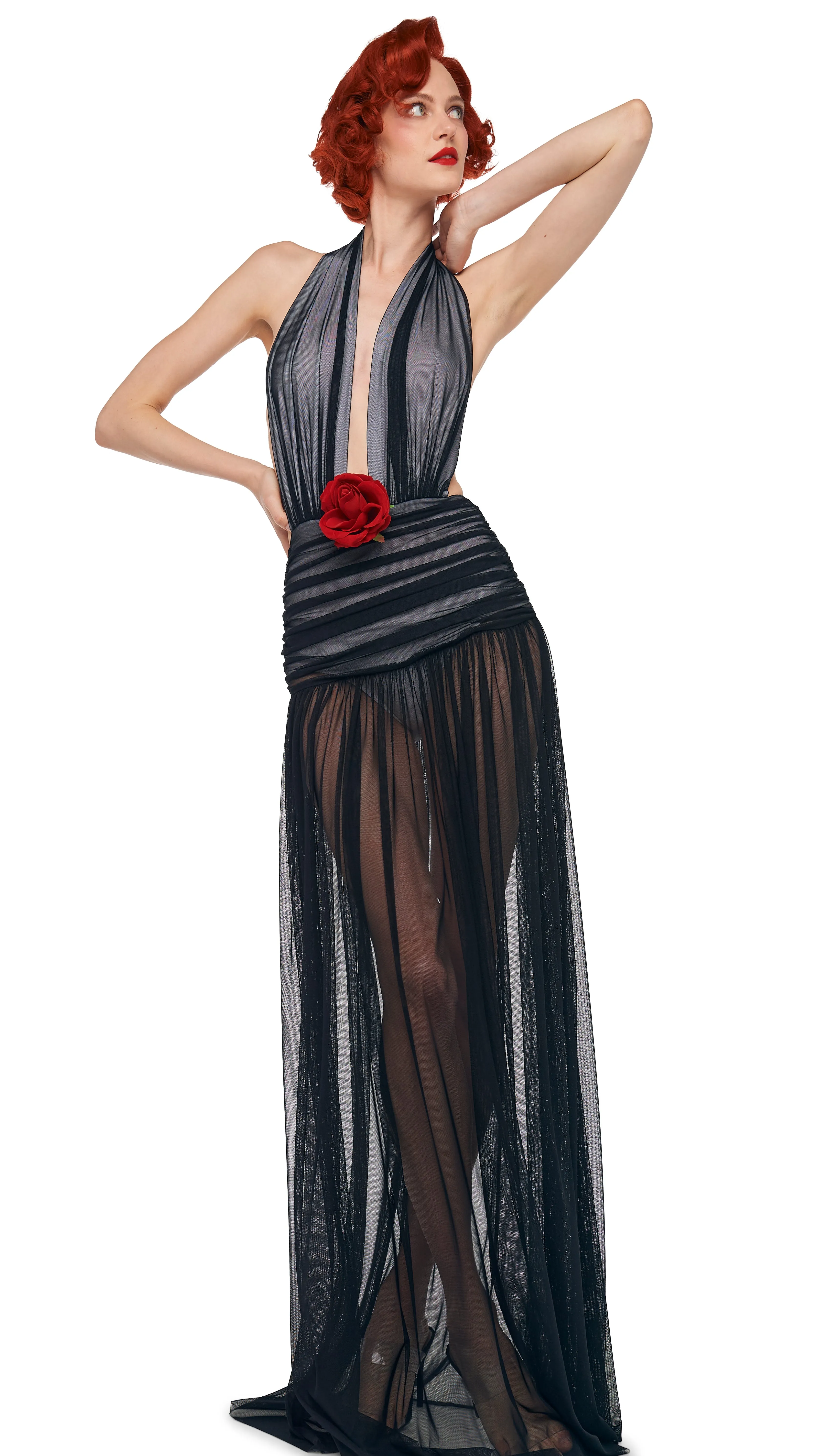 HALTER SHIRRED GOWN sold by Norma Kamali product image thumbnail 5