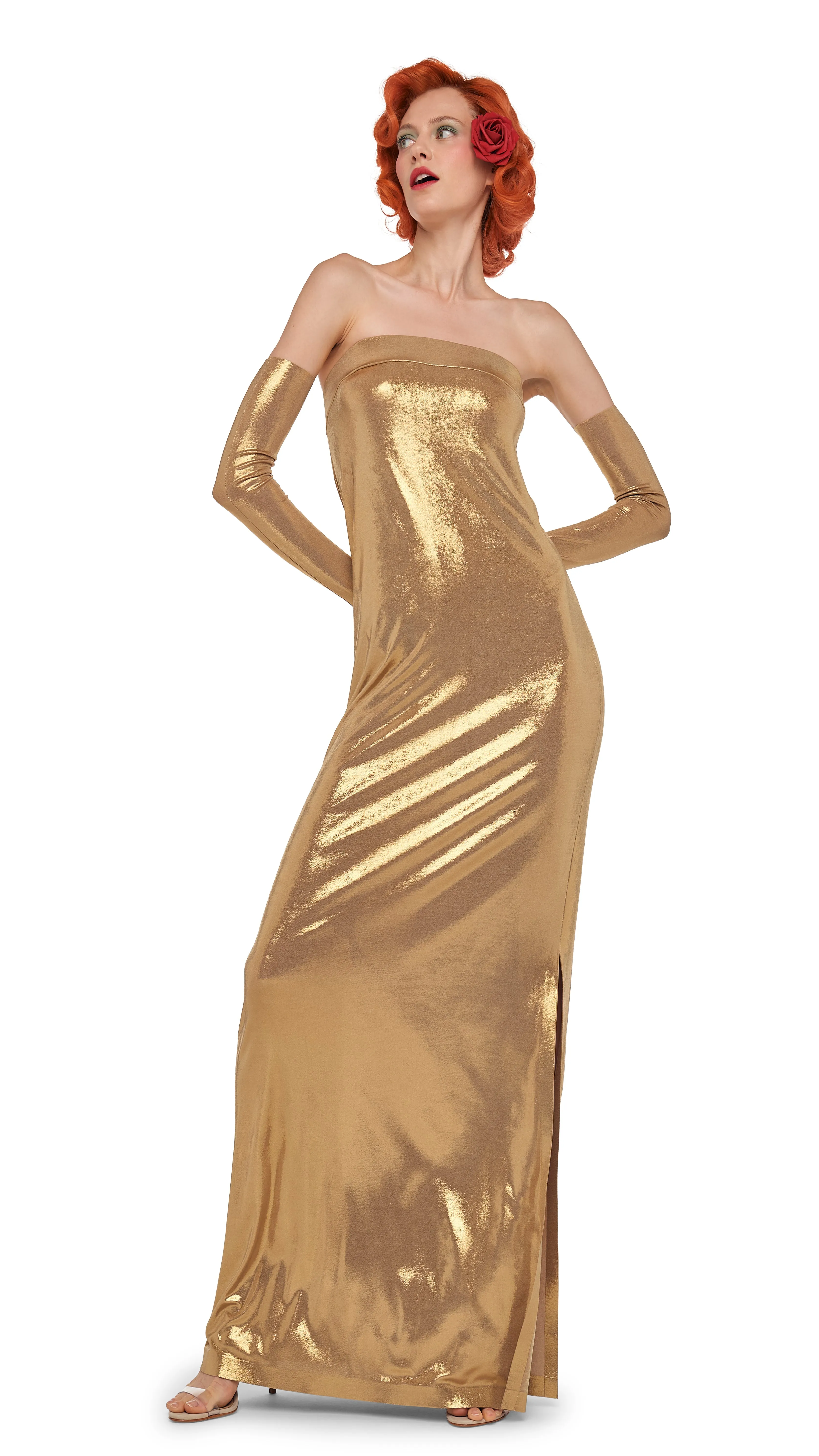 STRAPLESS TAILORED SIDE SLIT GOWN sold by Norma Kamali product image thumbnail 4