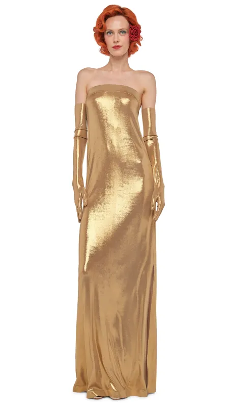 STRAPLESS TAILORED SIDE SLIT GOWN sold by Norma Kamali