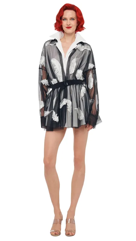 SUPER OS BF NK SHIRT FLARED MINI DRESS sold by Norma Kamali