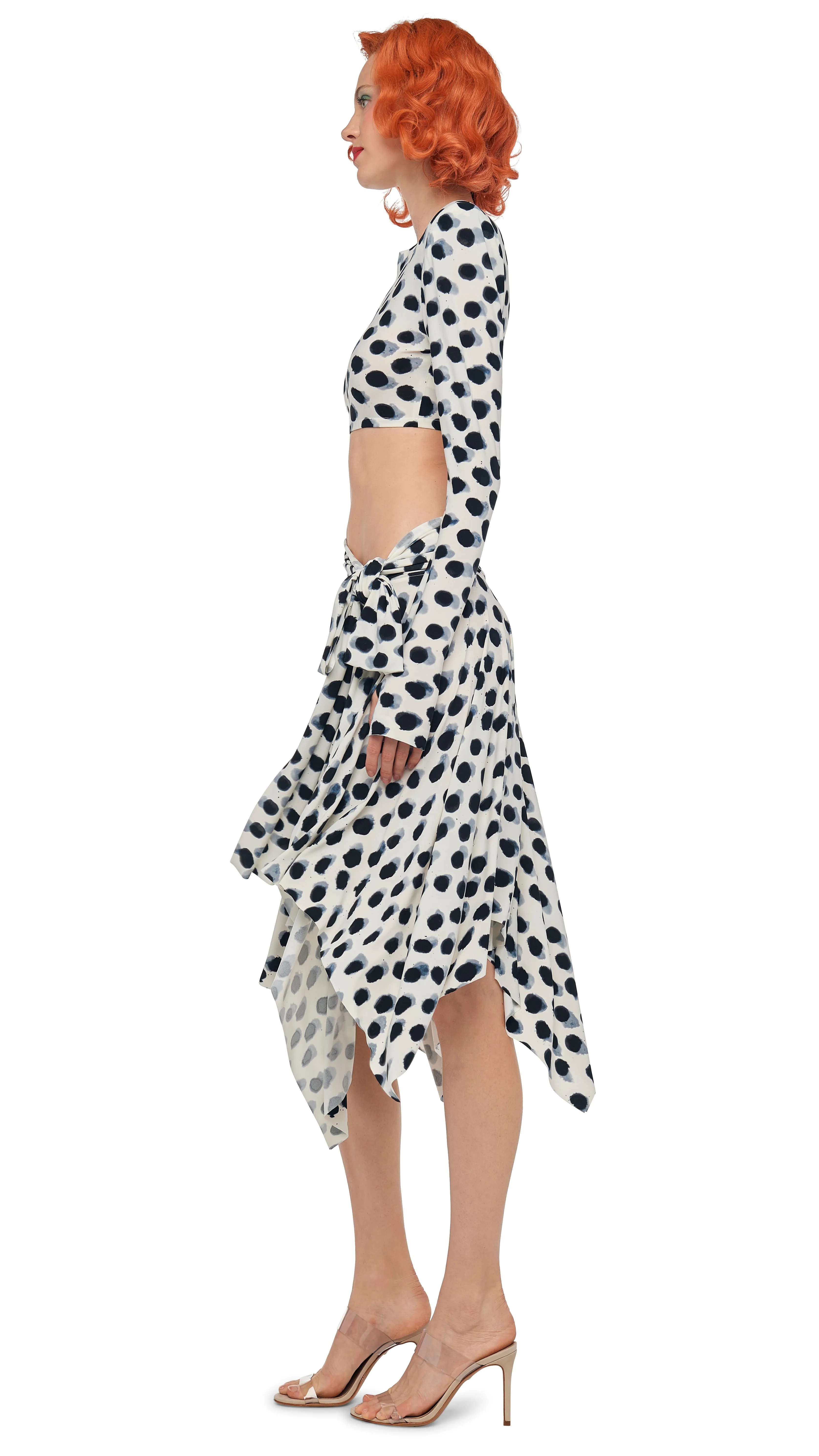 CROPPED SHOULDER PAD LONG SLEEVE CREW TOP sold by Norma Kamali product image thumbnail 2