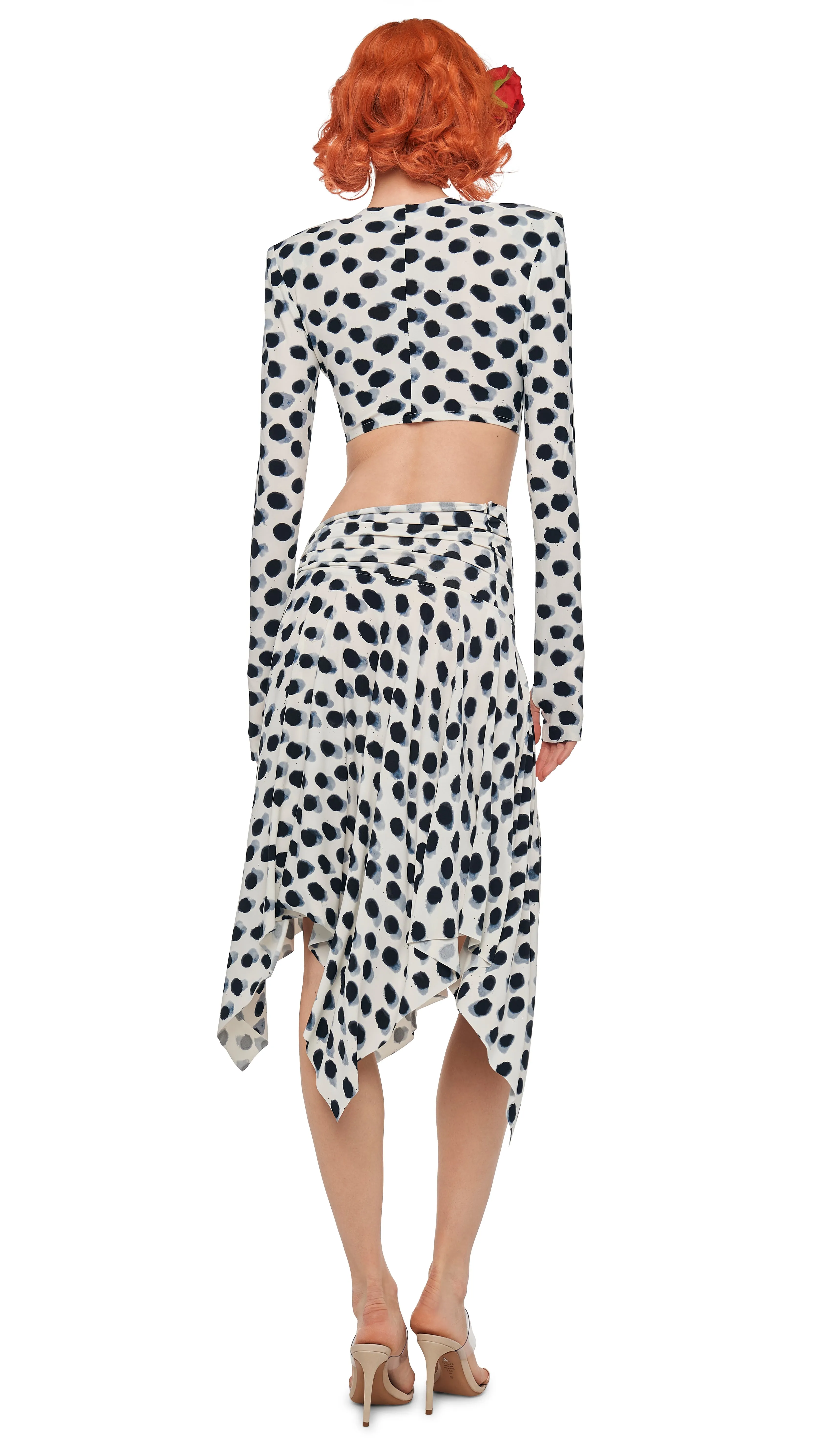 CROPPED SHOULDER PAD LONG SLEEVE CREW TOP sold by Norma Kamali product image thumbnail 3